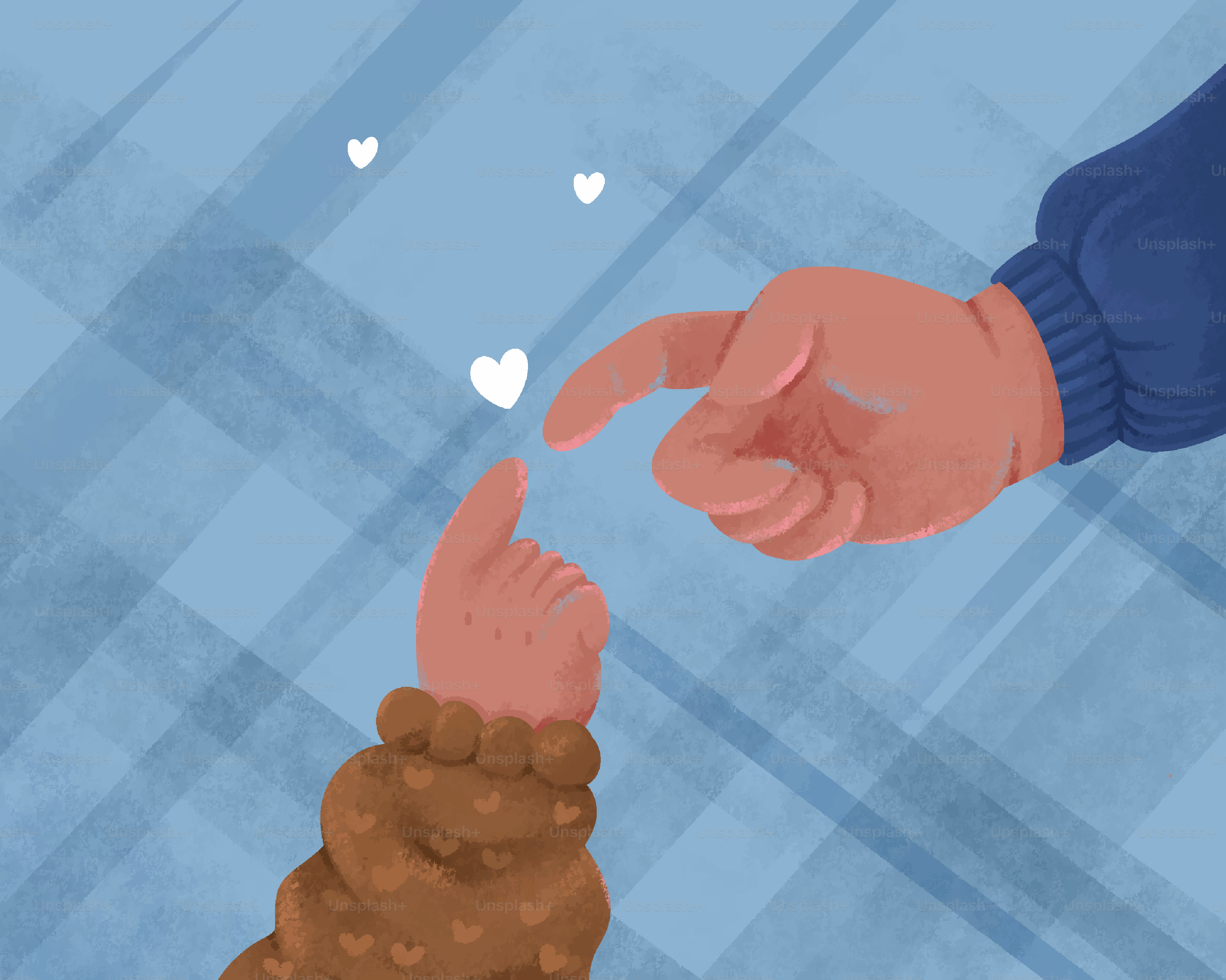 Zwei Hände, die nach Herzen greifen