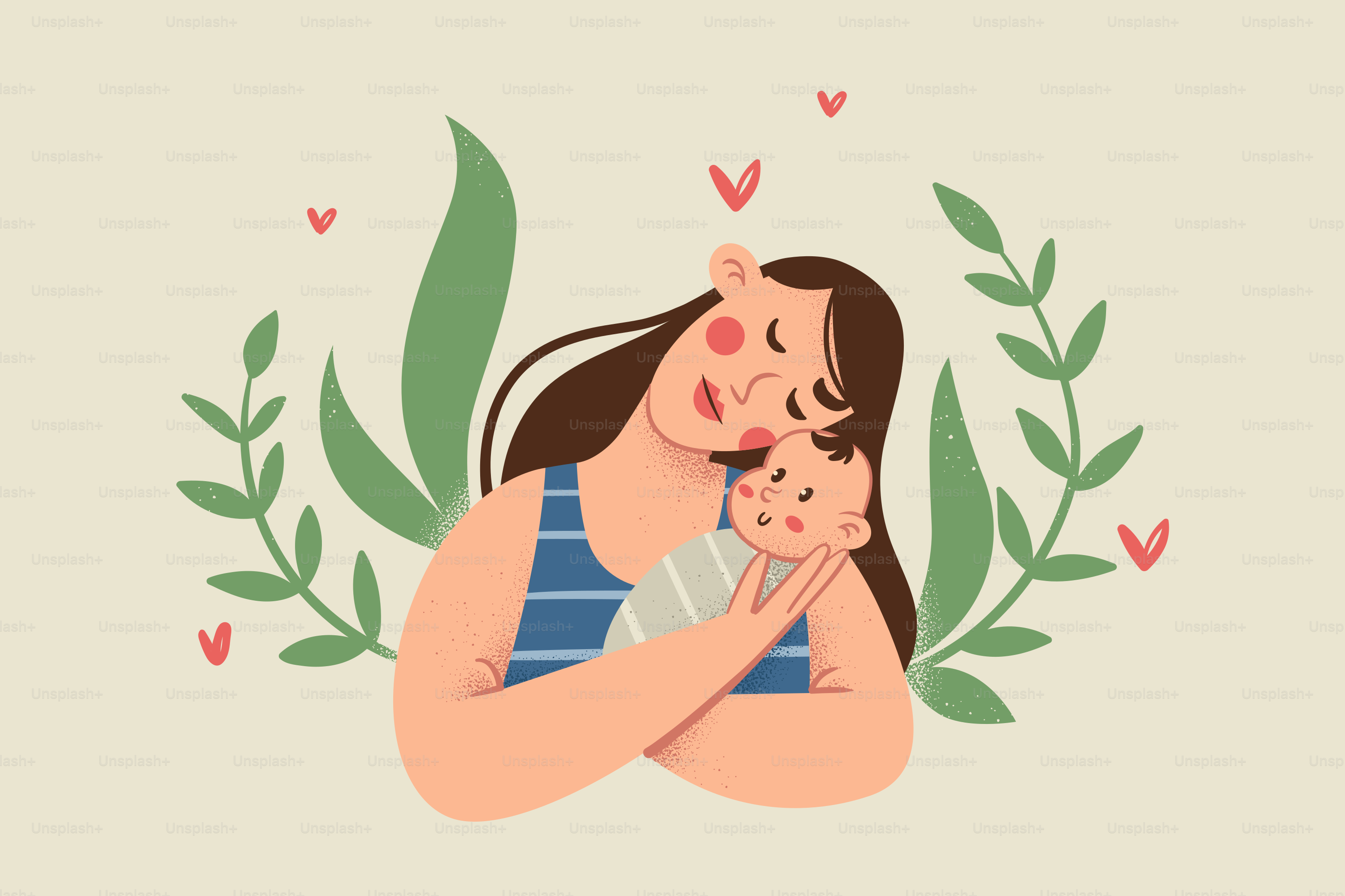 Mother holding her baby with love