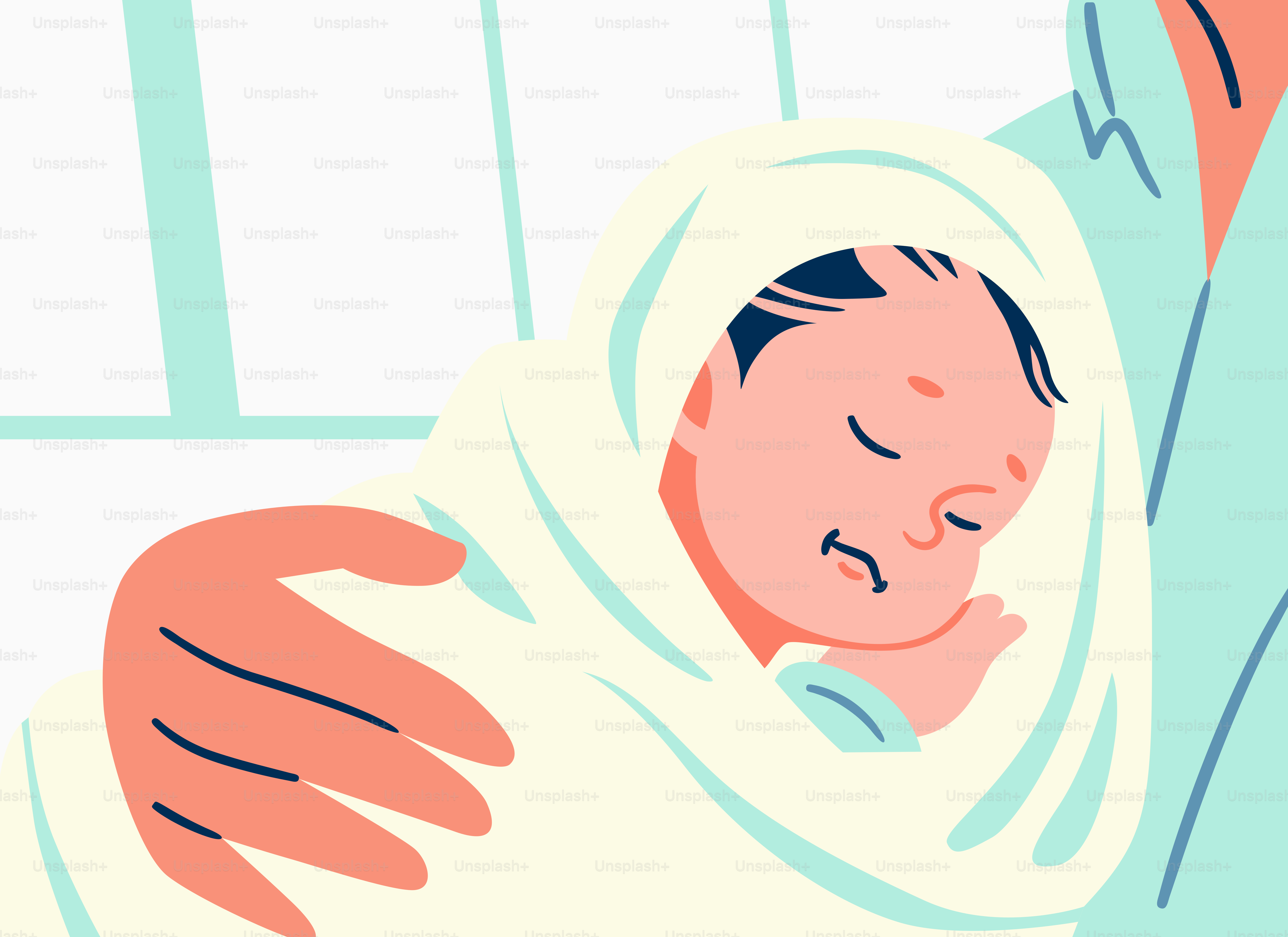 A sleeping baby wrapped in a blanket