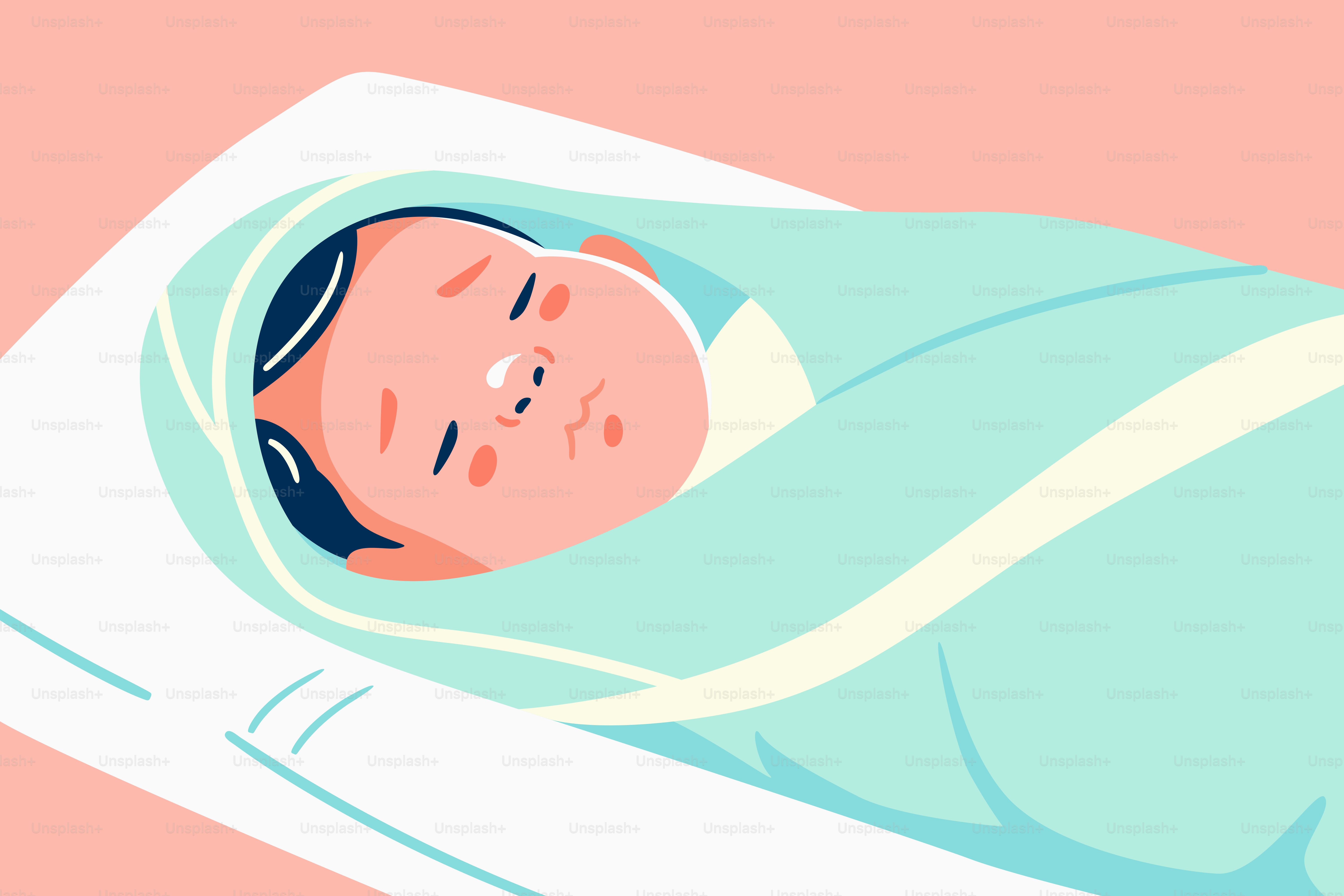 Un bebé recién nacido durmiendo plácidamente envuelto en una manta.