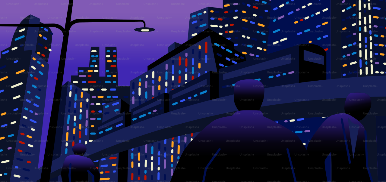 人々は夜に街を歩いている