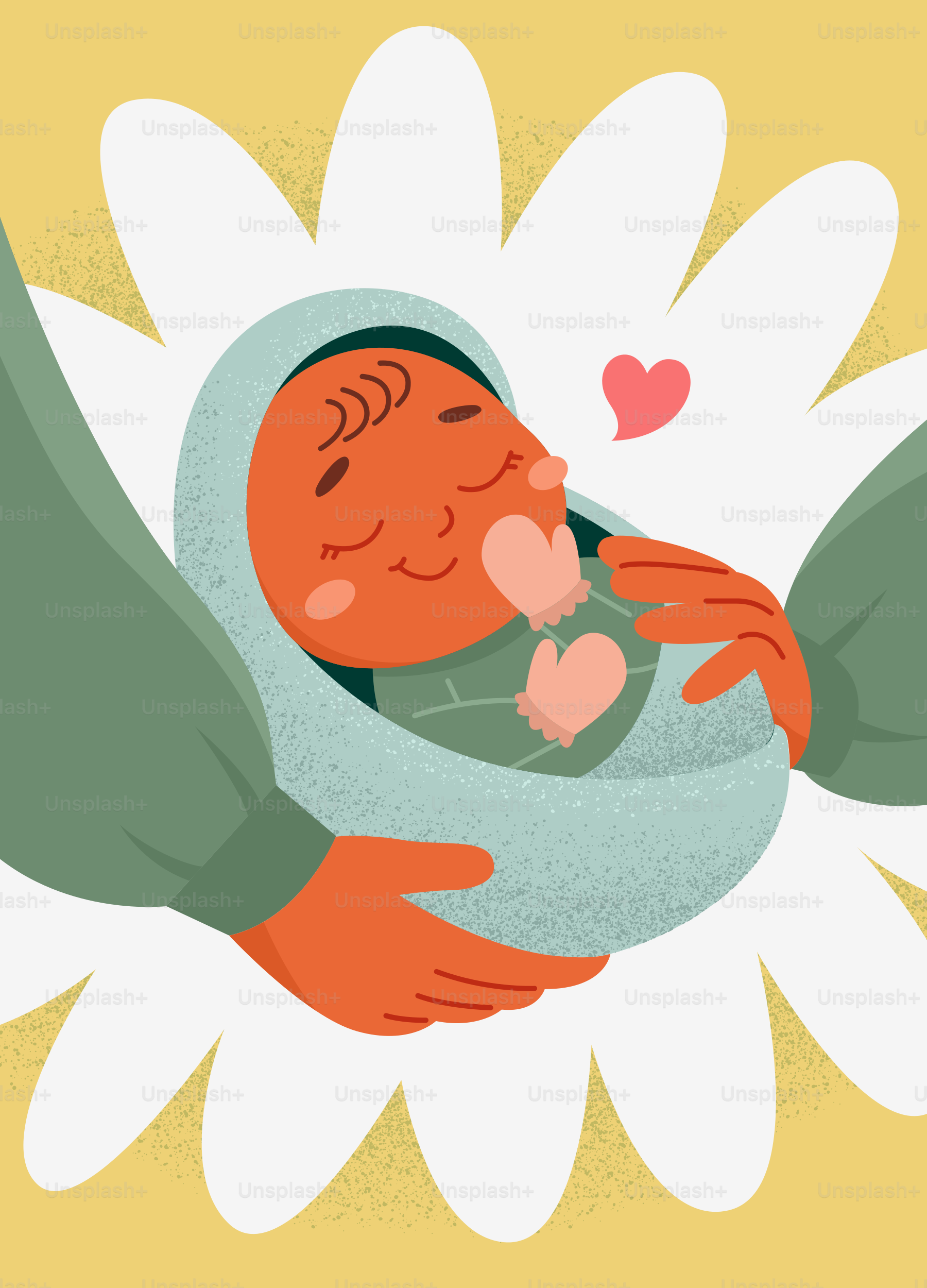 A baby wrapped in a blanket being held by hands.