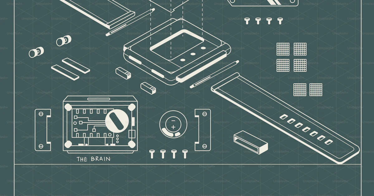 Spectacle Exploded View Exploded view of a digital watch with components laid out. vector ...