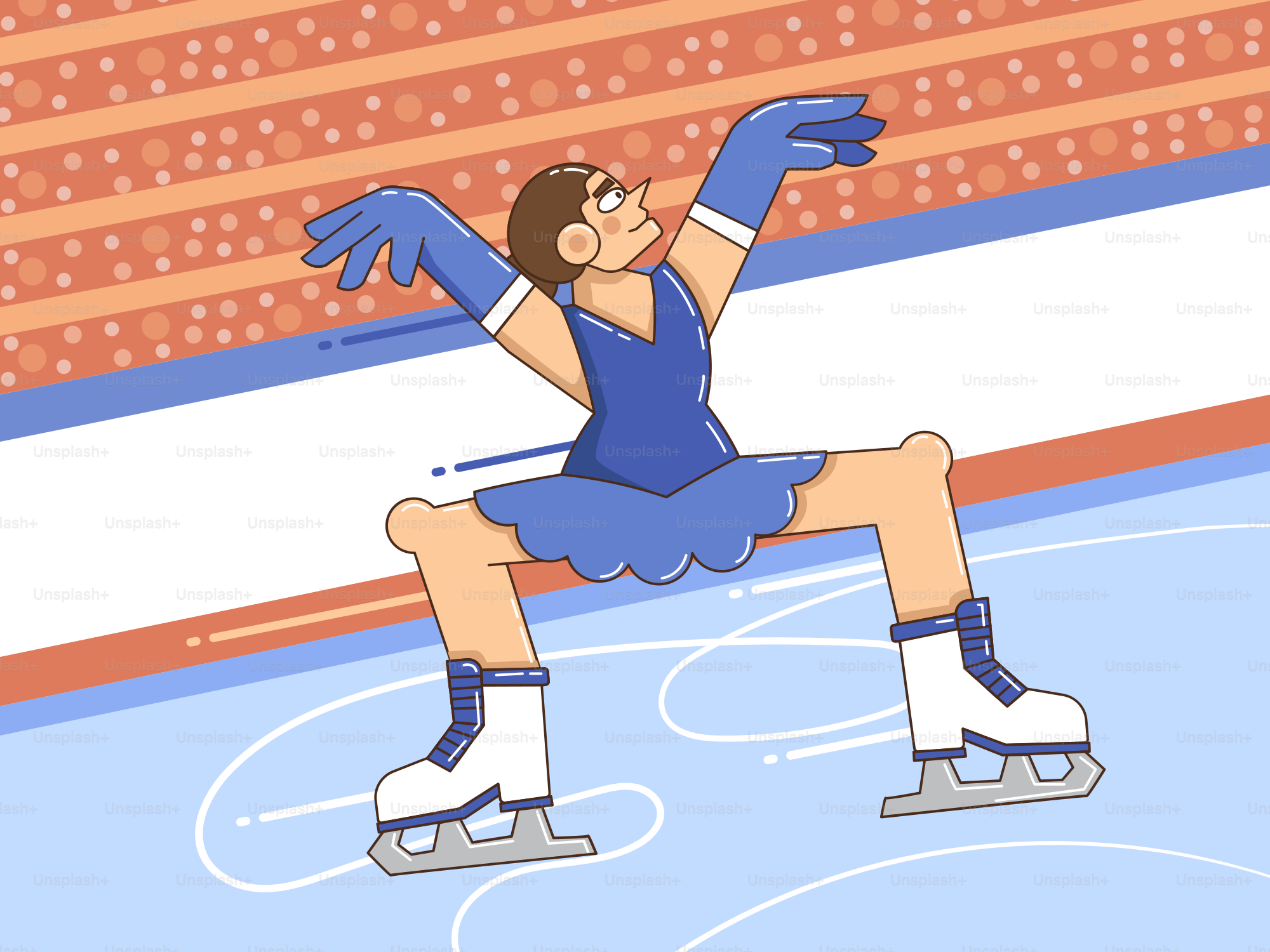 A figure skater performs a move on the ice.