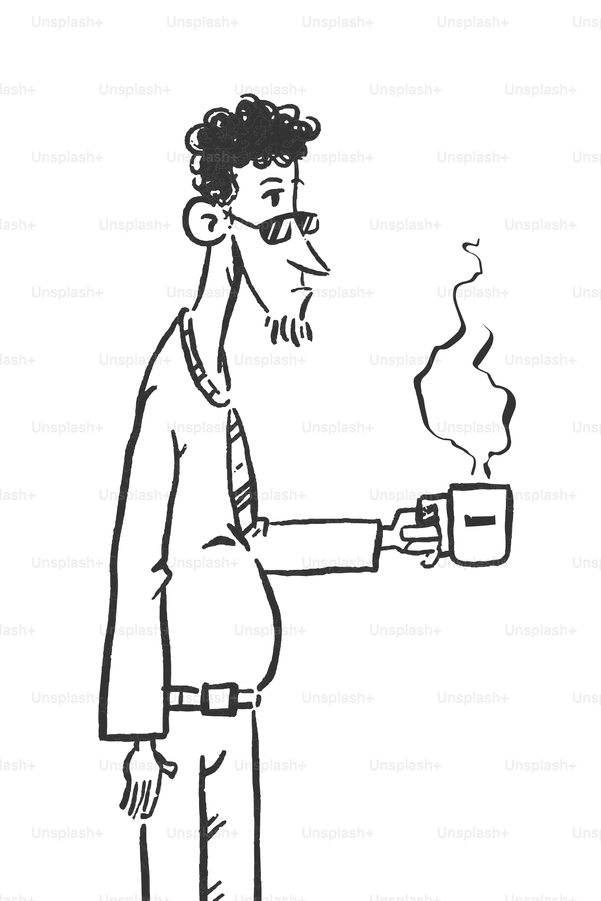 Man in sunglasses holding a steaming mug