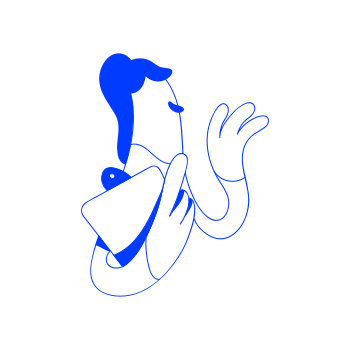 白い物体を持つ人の青線アート。