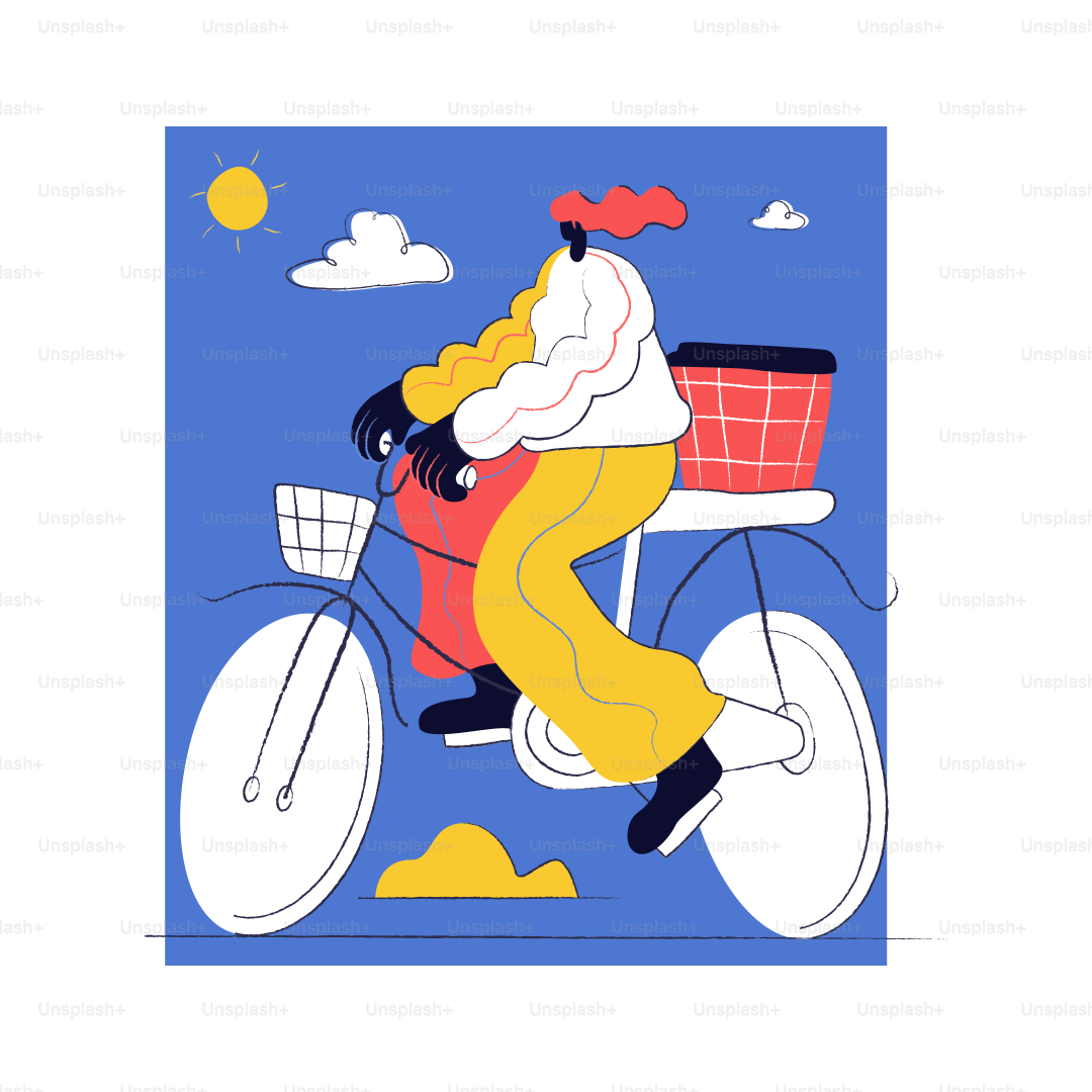 Person riding a bicycle with a basket.