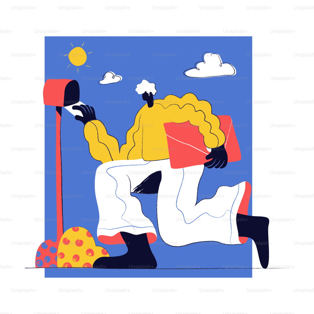 Person mailing a letter on a sunny day.