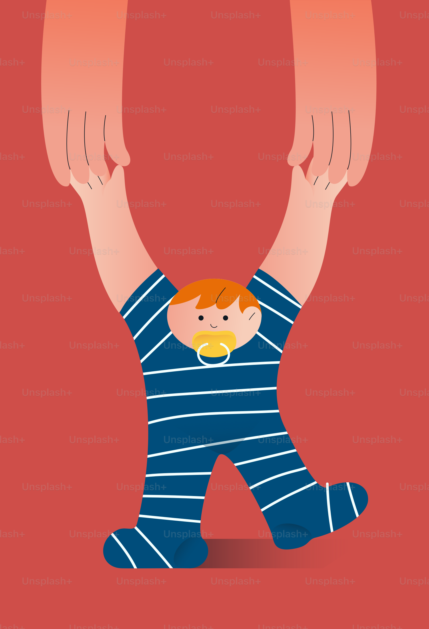 Two hands holding a baby's legs, forming a y shape.