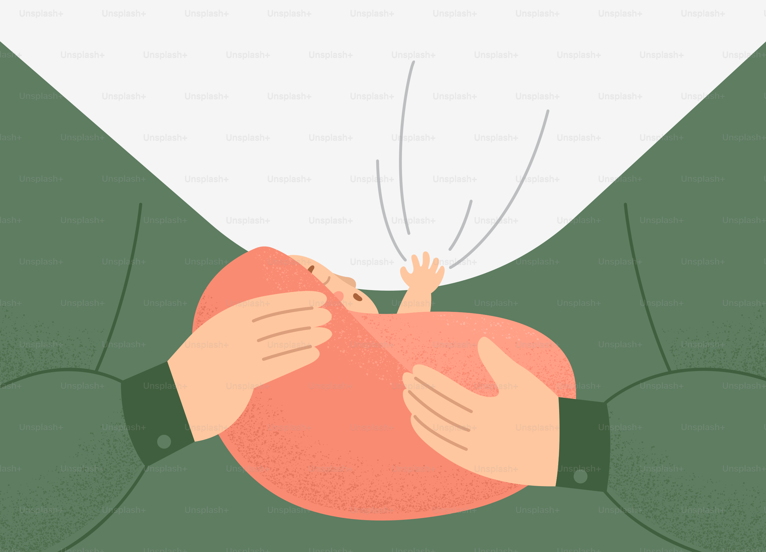 Mutter hält neugeborenes Baby mit Kissen