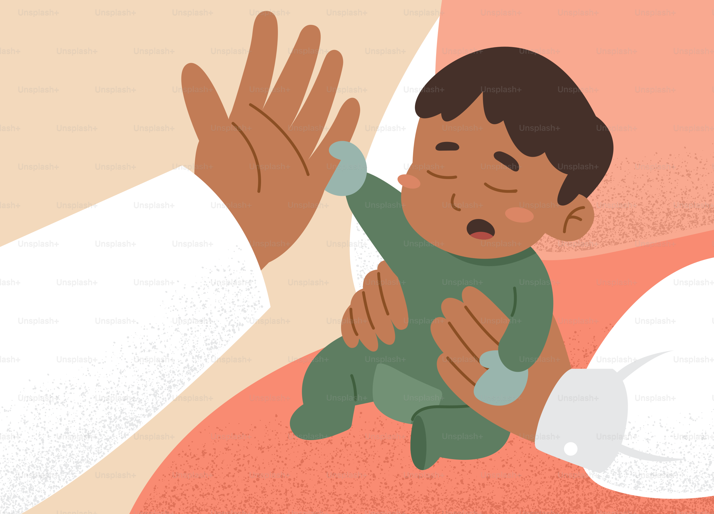 A baby reaching for a hand