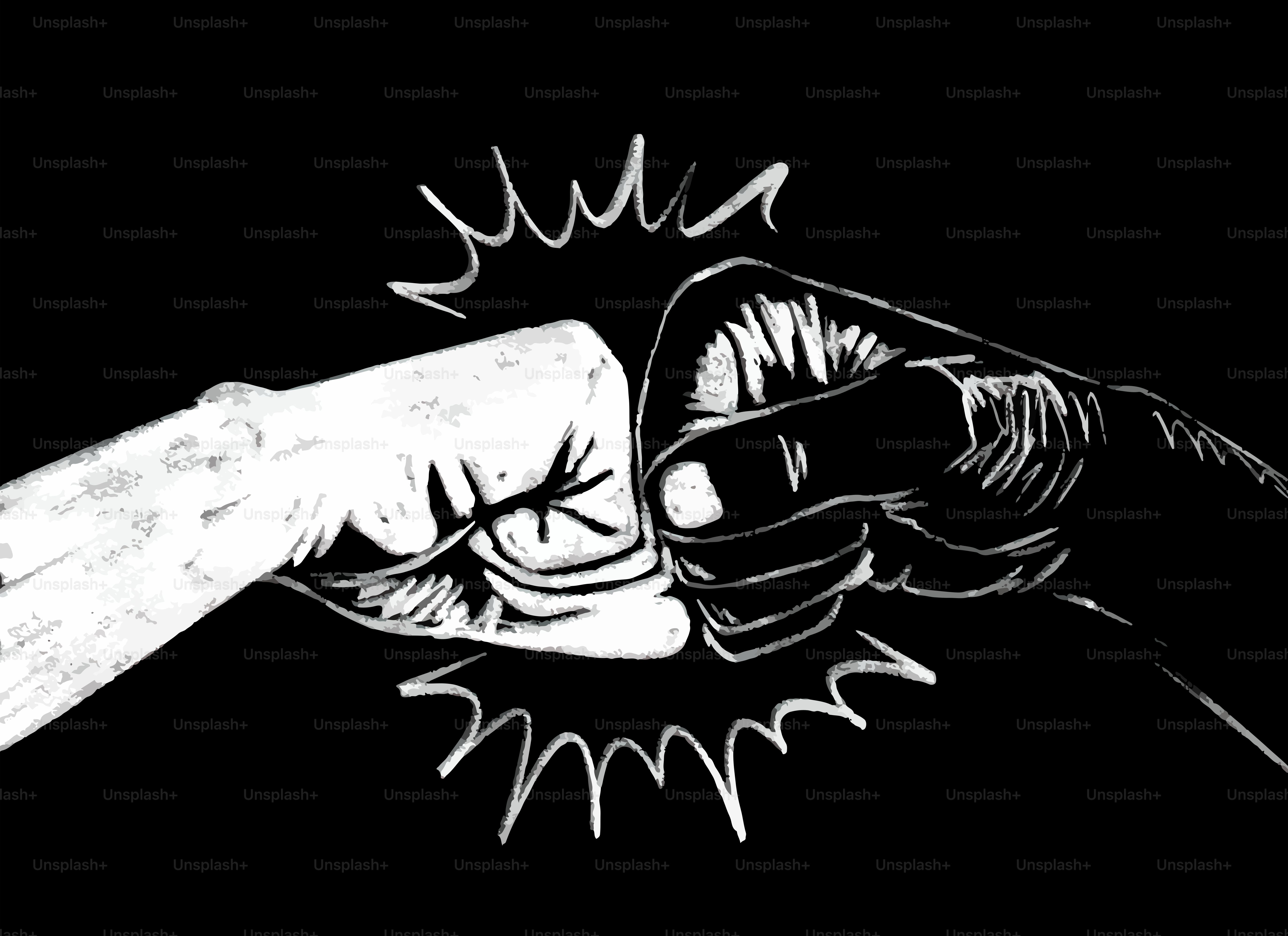 Two fists bumping together with energy bursts