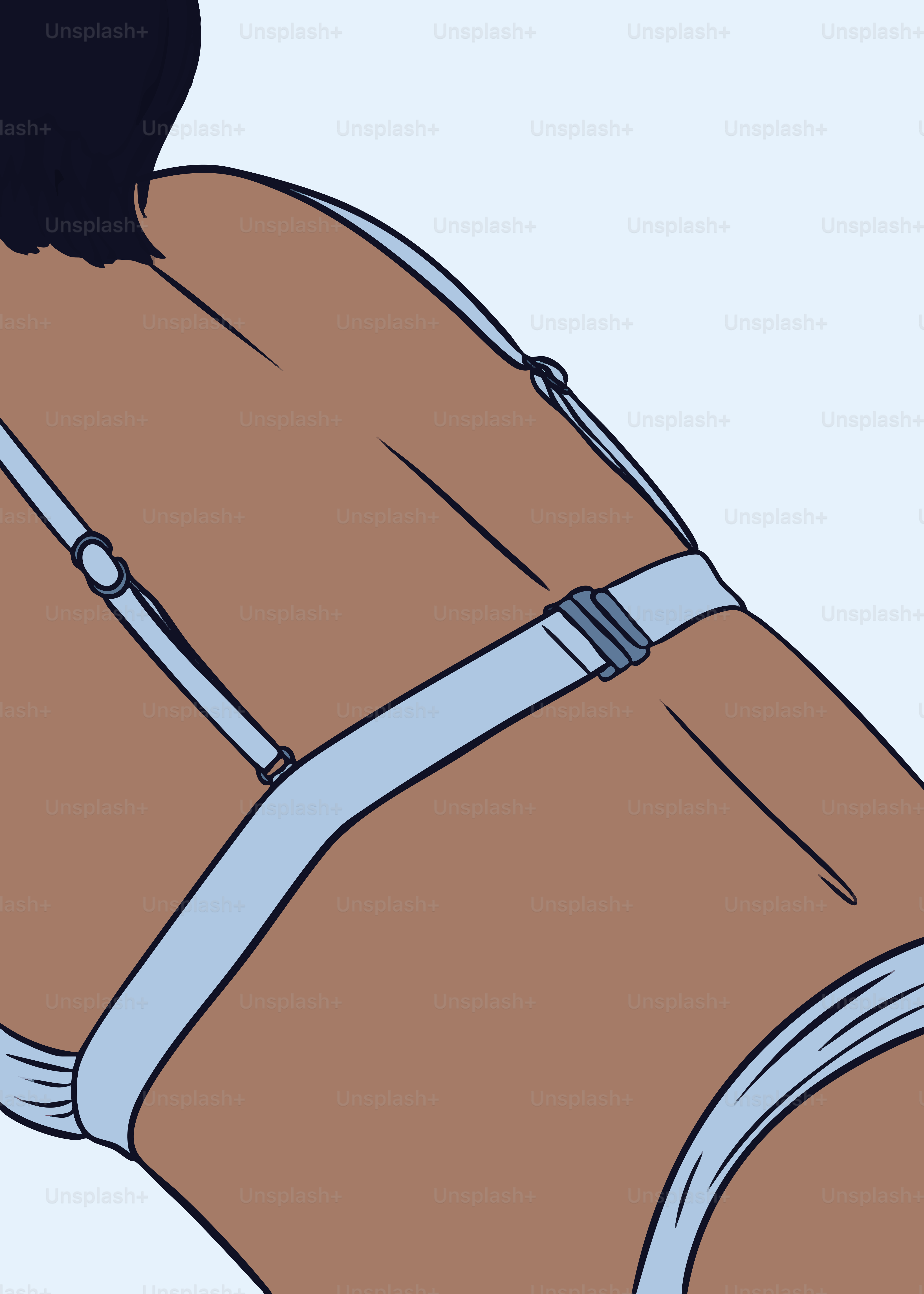 Mujer con sujetador azul claro