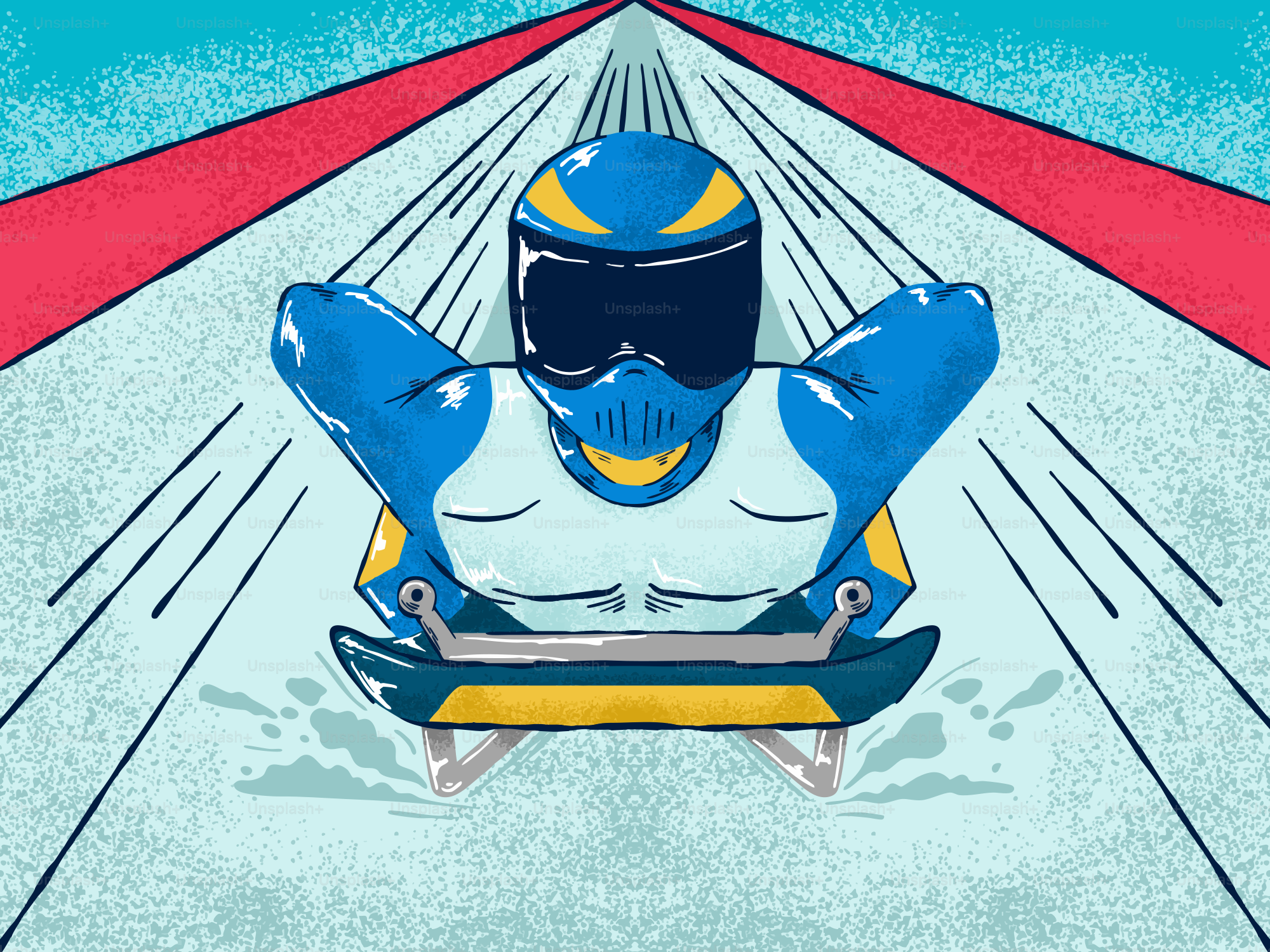 Bobsledder in helmet on icy track