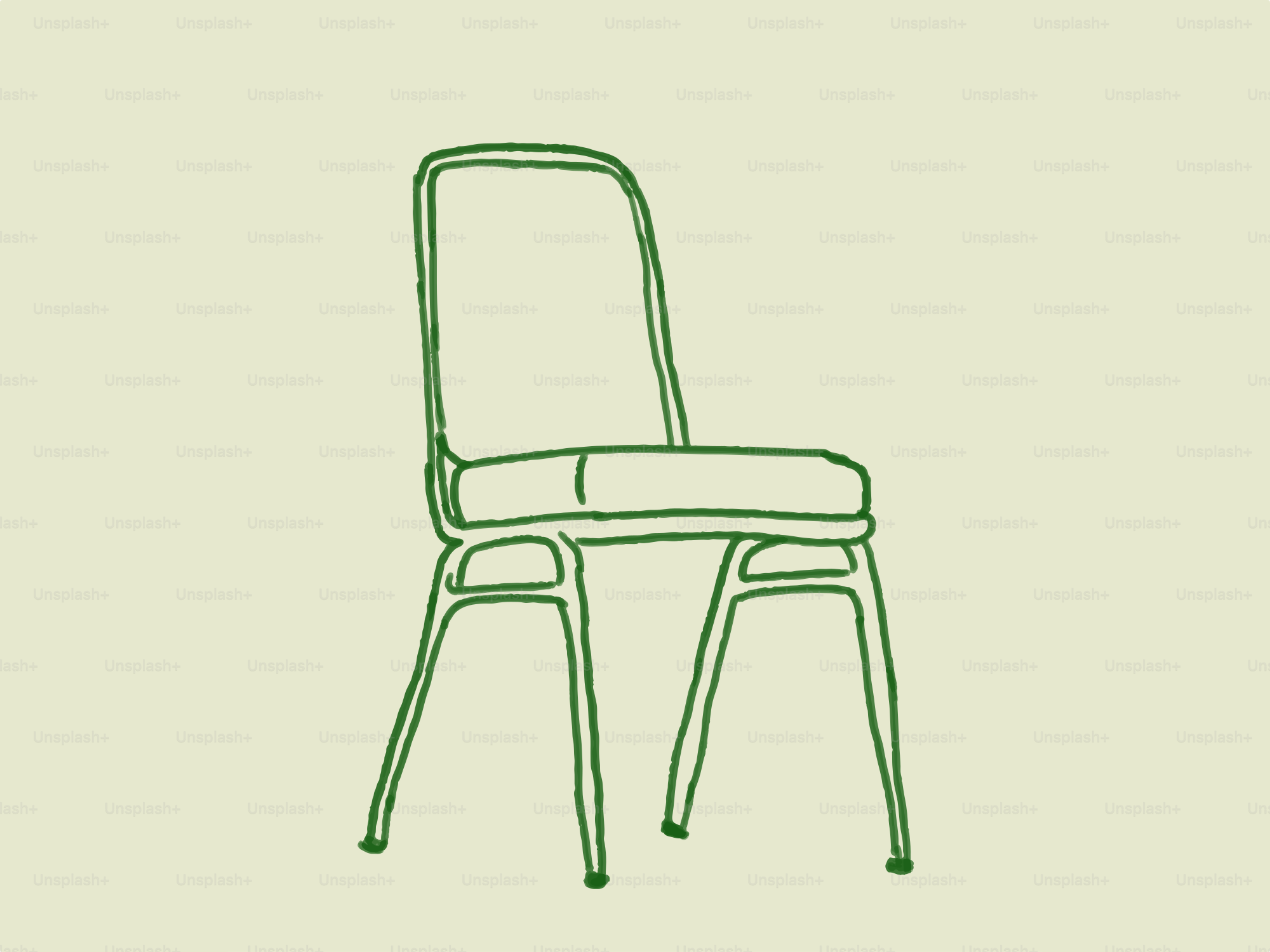 Un simple dibujo verde de una silla.