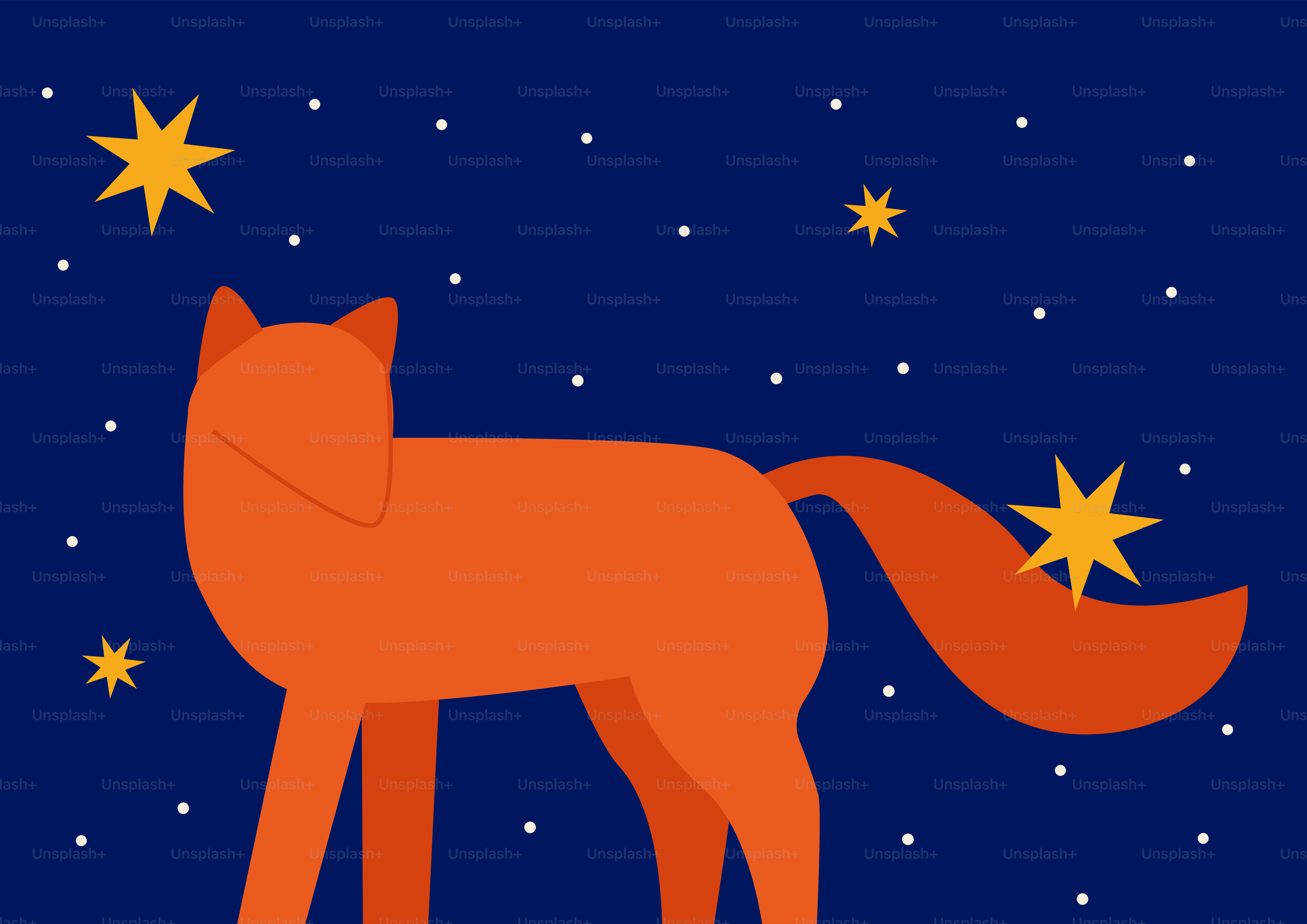 Oranger Fuchs unter einem sternenklaren Nachthimmel