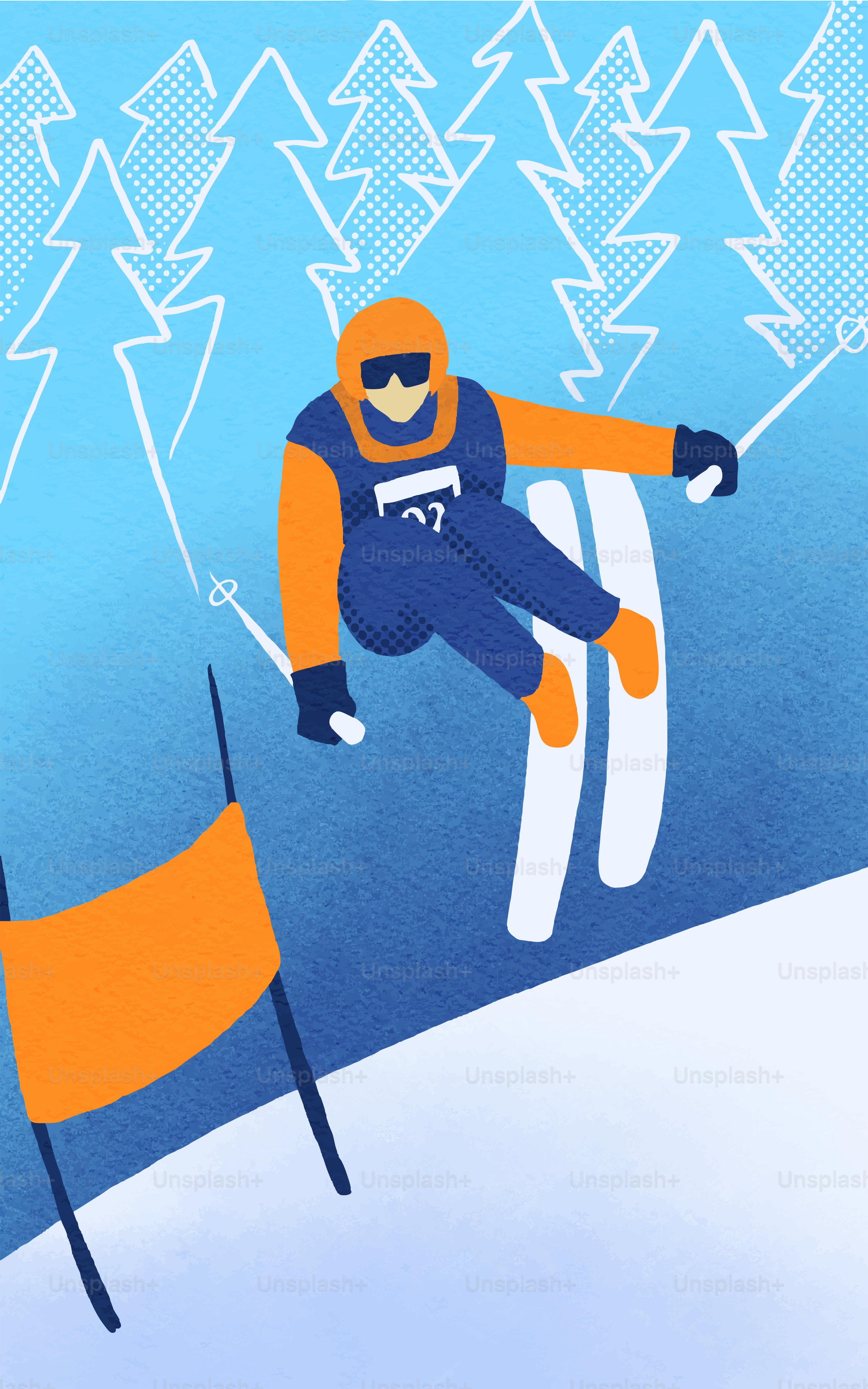 A skier in mid-air during a ski race