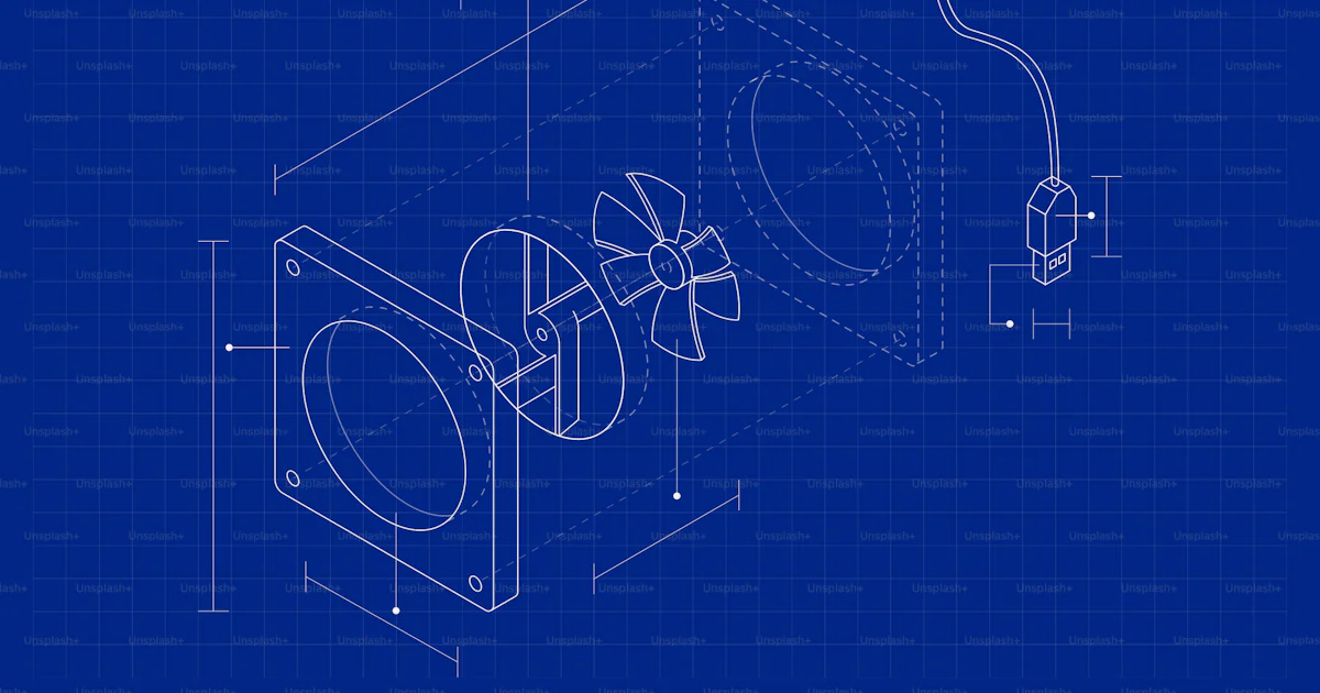 Rotating Fan Exploded View Exploded view blueprint of a cooling fan vector – Technology Image on ...
