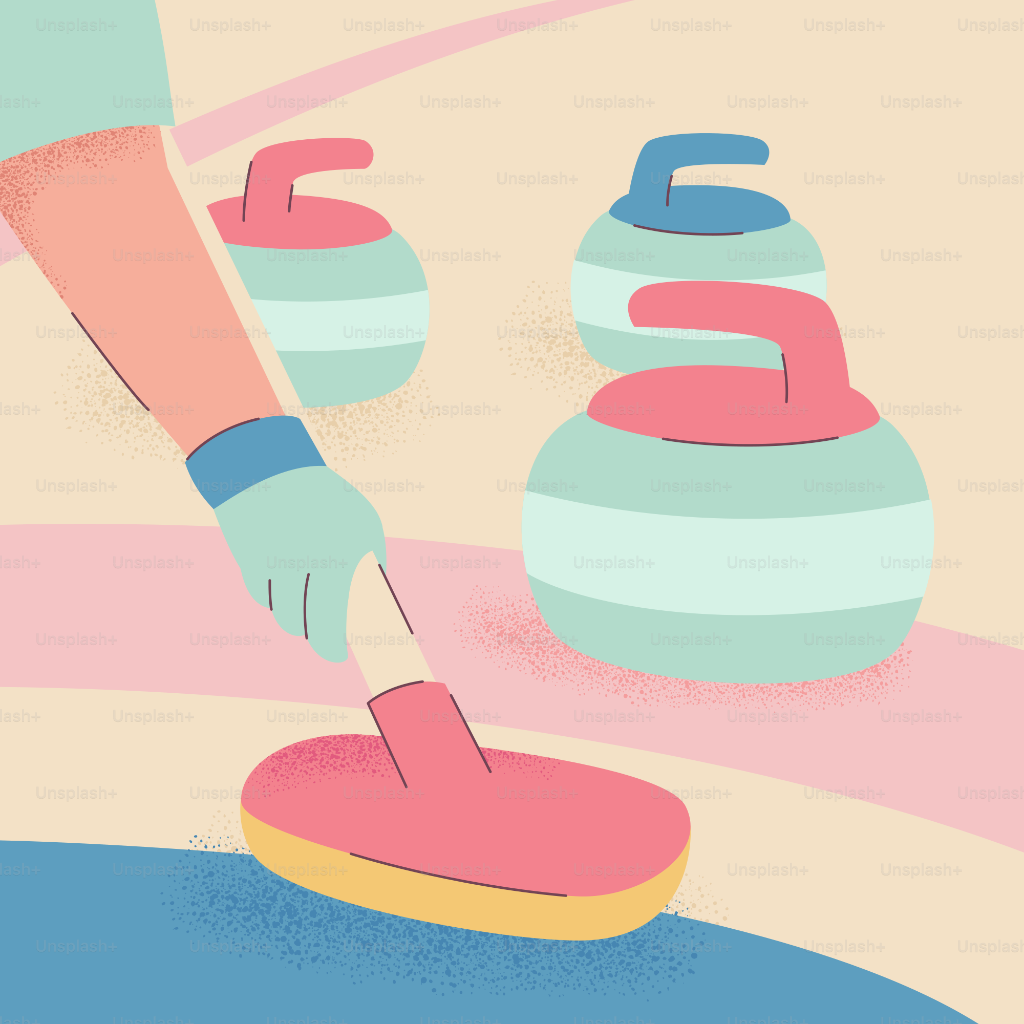A person sweeping curling stones on ice