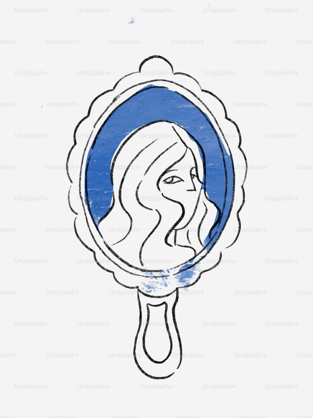 Woman's reflection in an ornate hand mirror