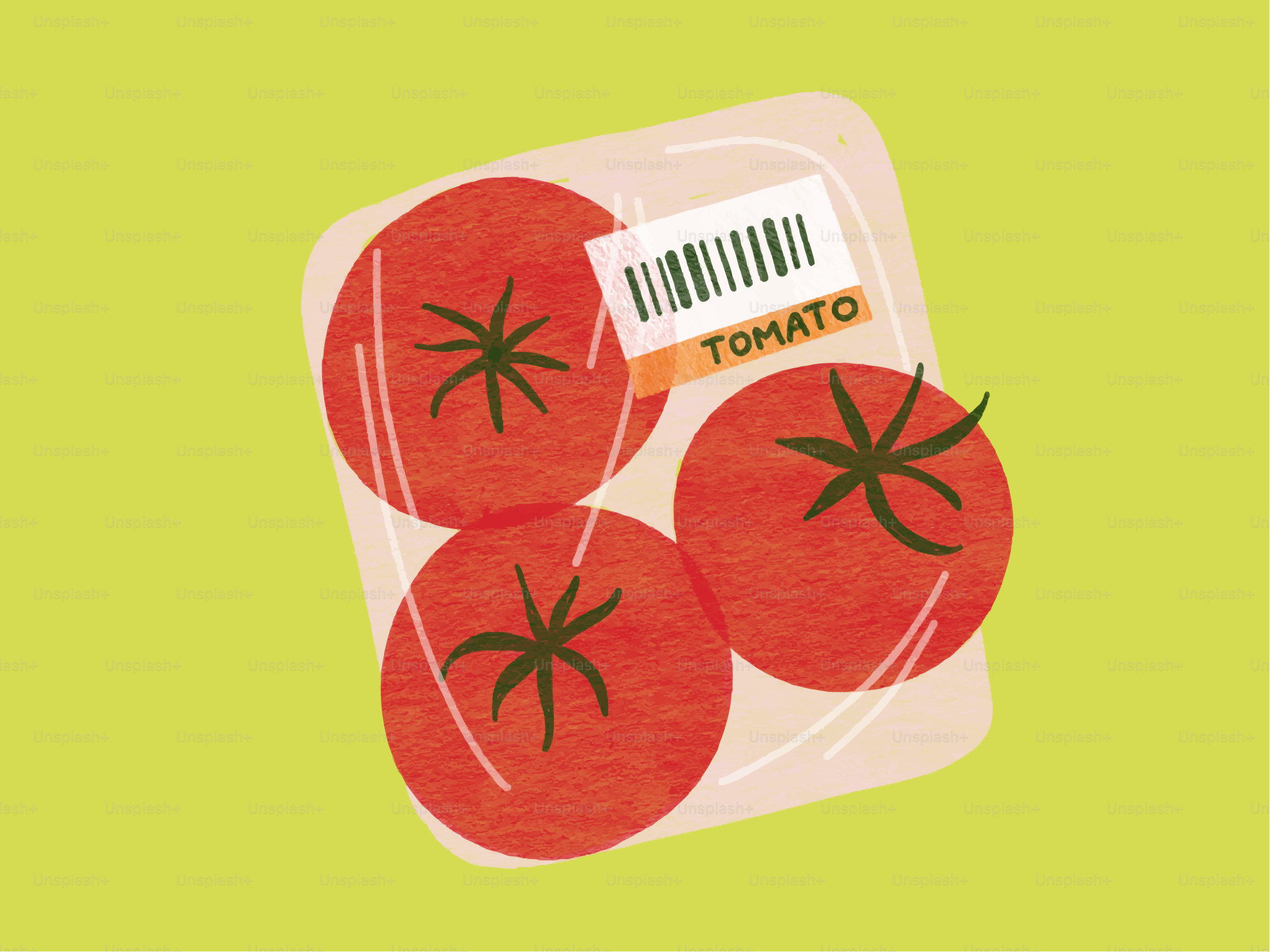 Three tomatoes in a clear plastic package with label