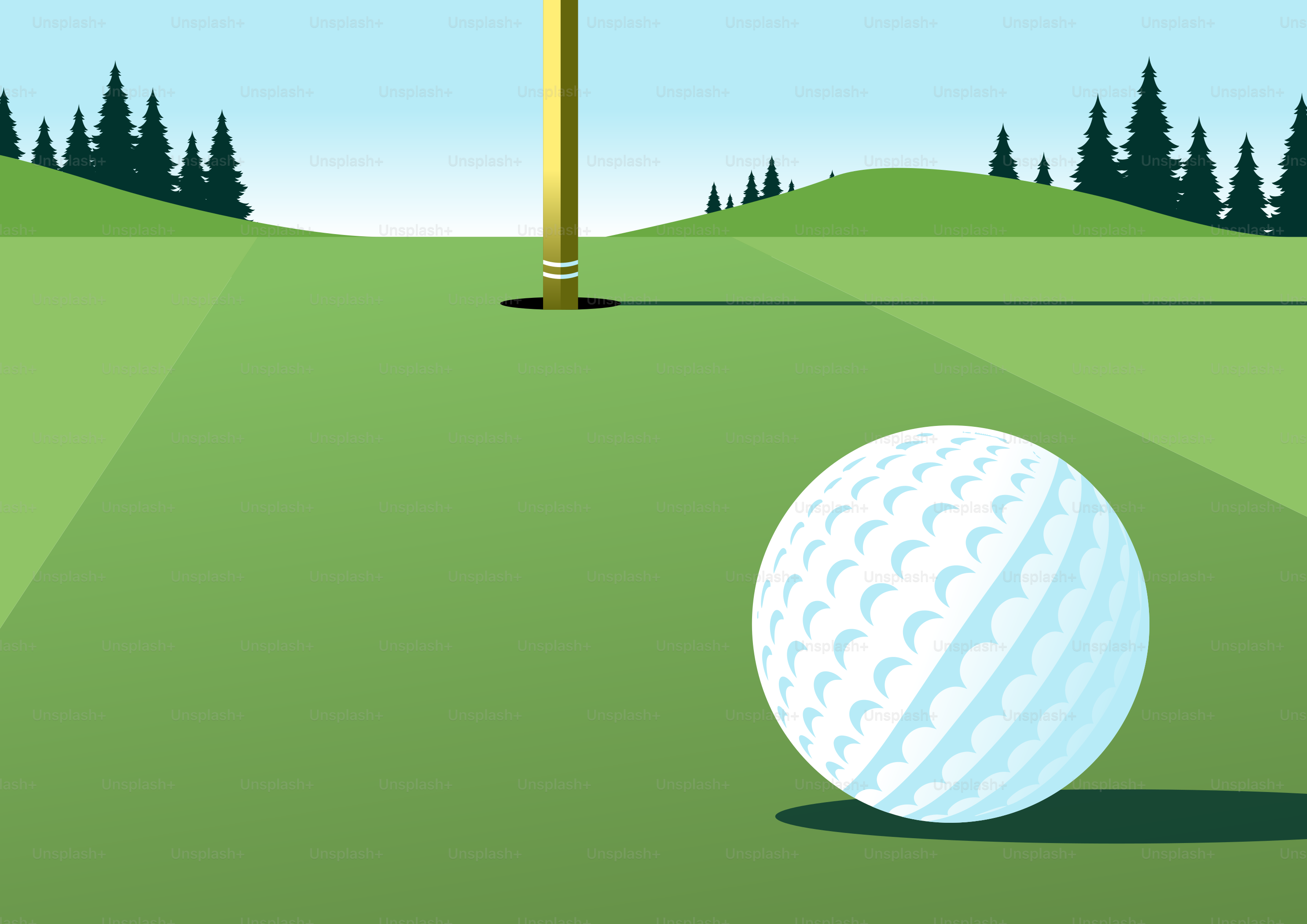 Golf ball on a green near the hole.