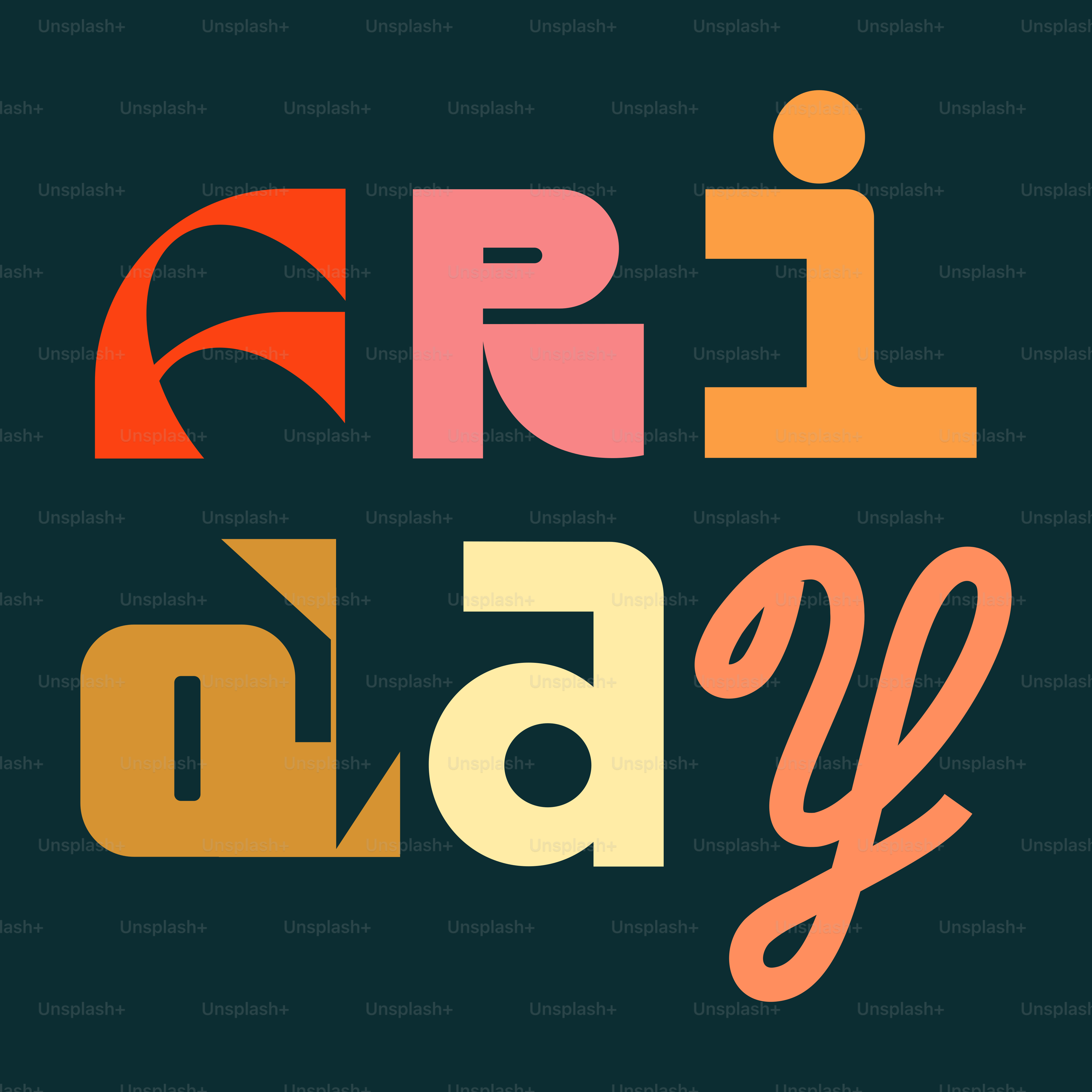 Colorful abstract letters spelling "friday"