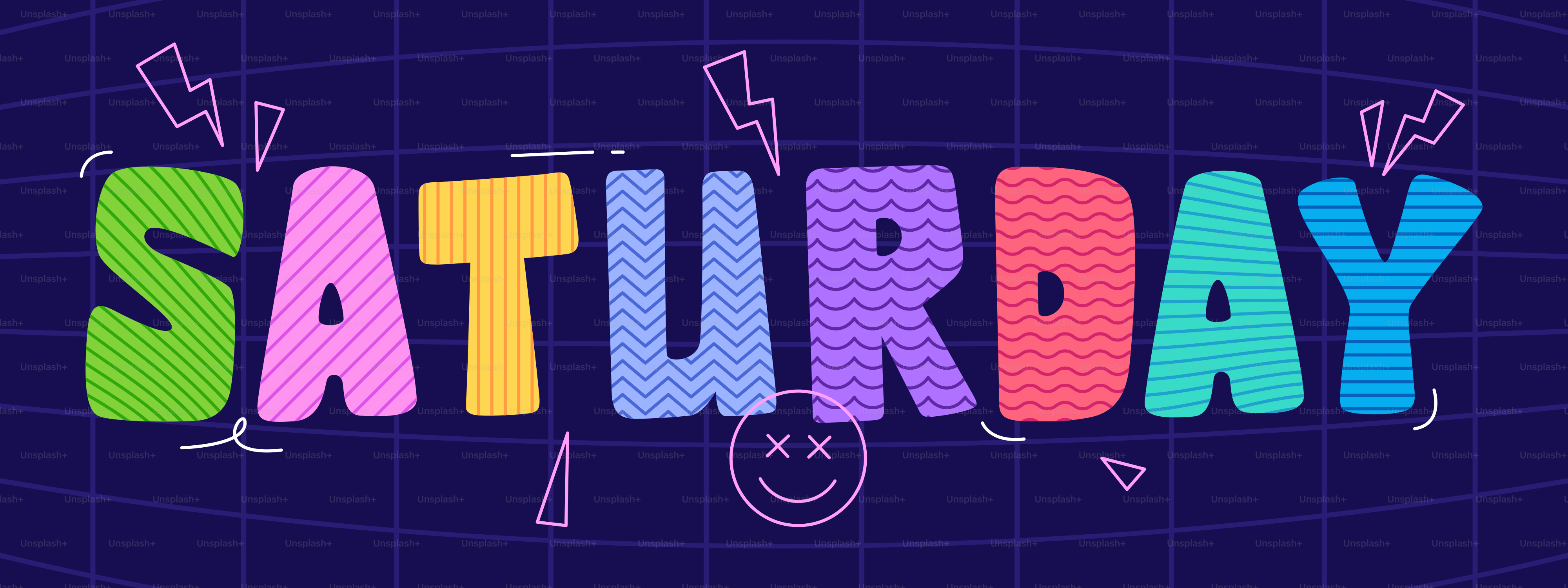 Colorful word saturday with fun doodles