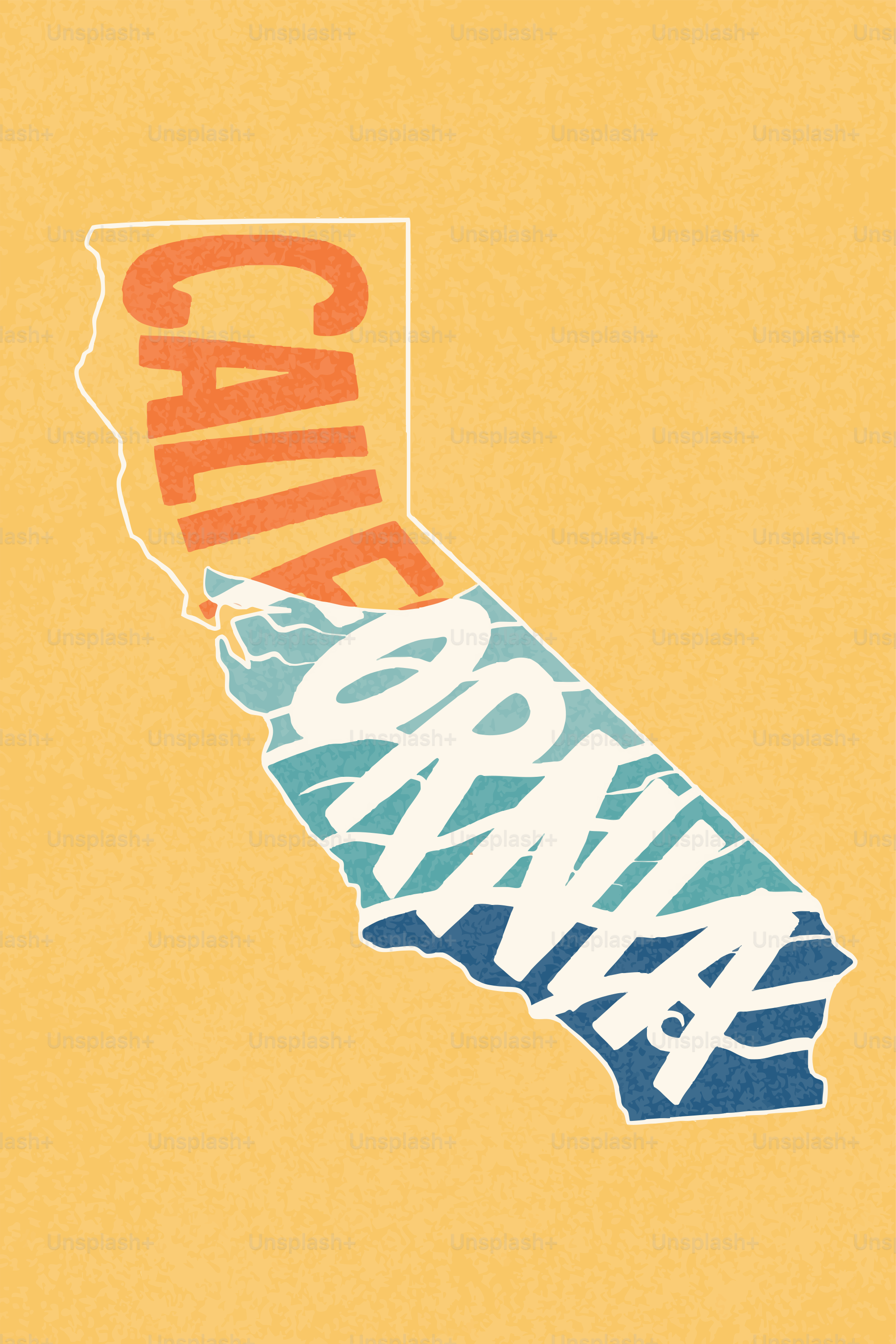 California state outline with text inside