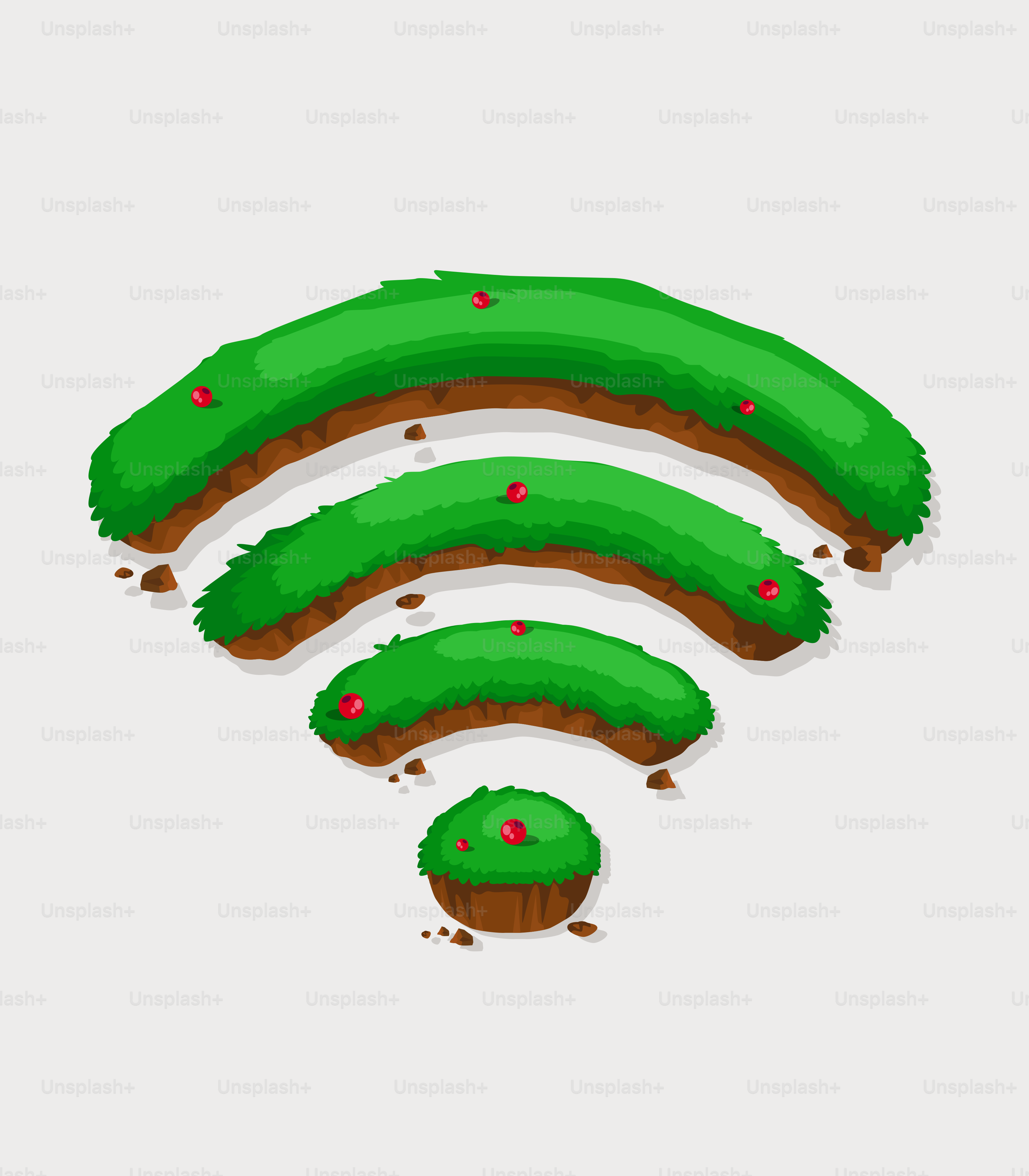 Grüne Büsche in Form eines WLAN-Signals
