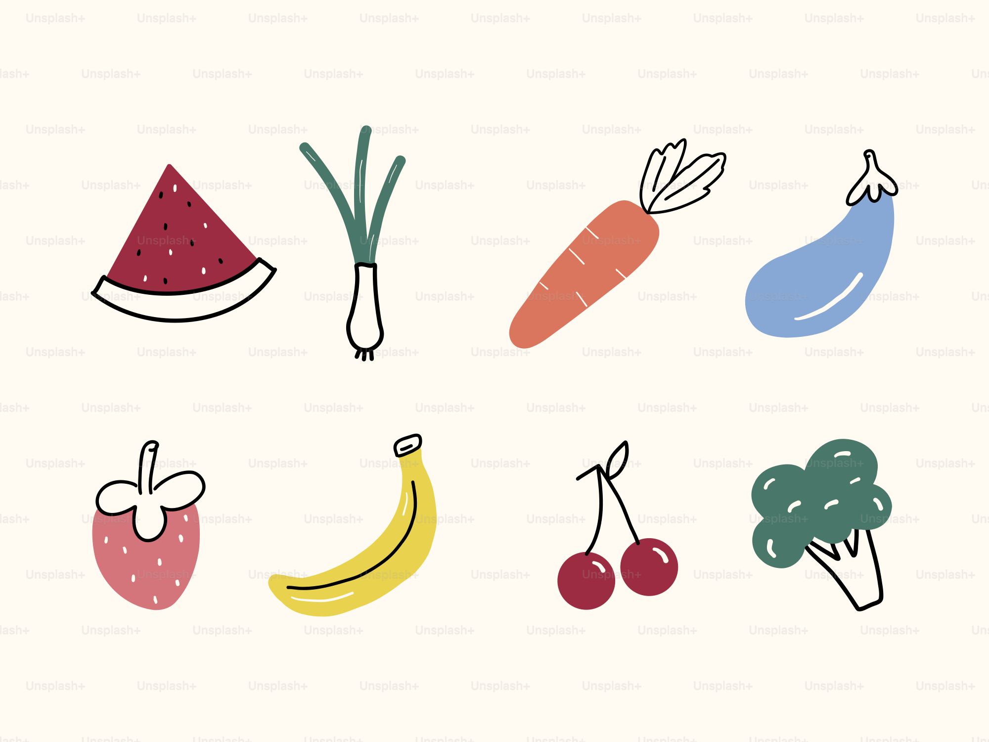 Assortment of colorful fruits and vegetables on a light background