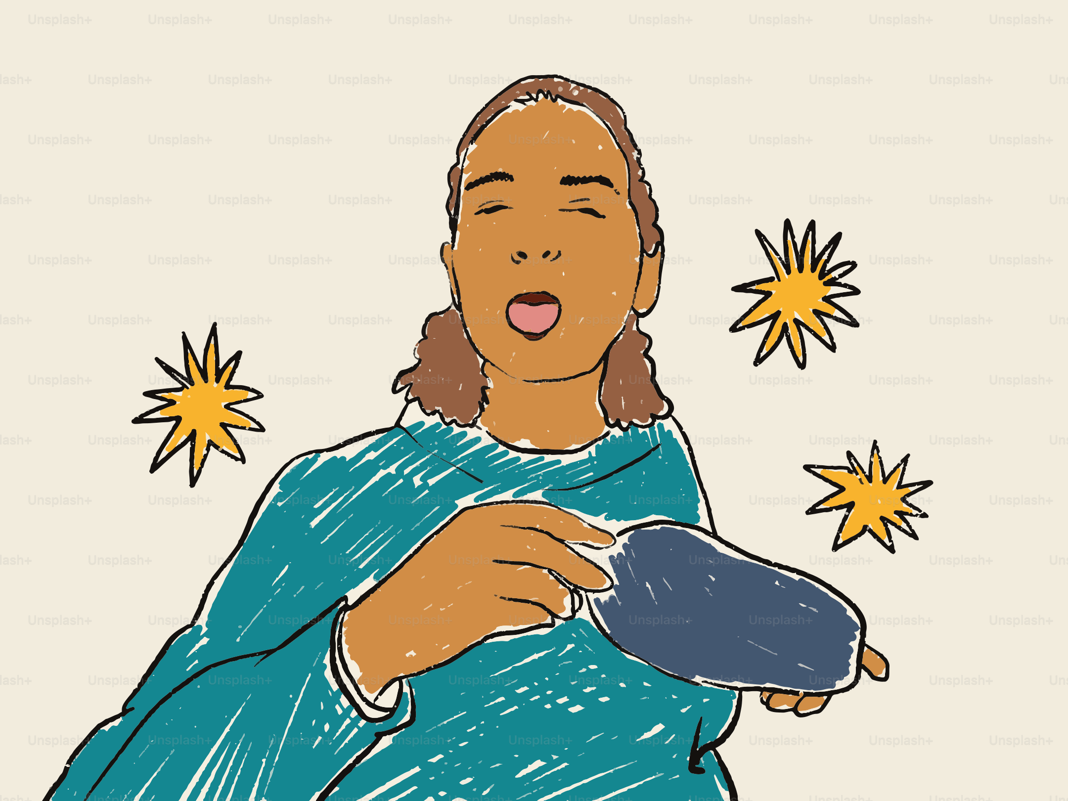Woman holding a wallet with stars around her