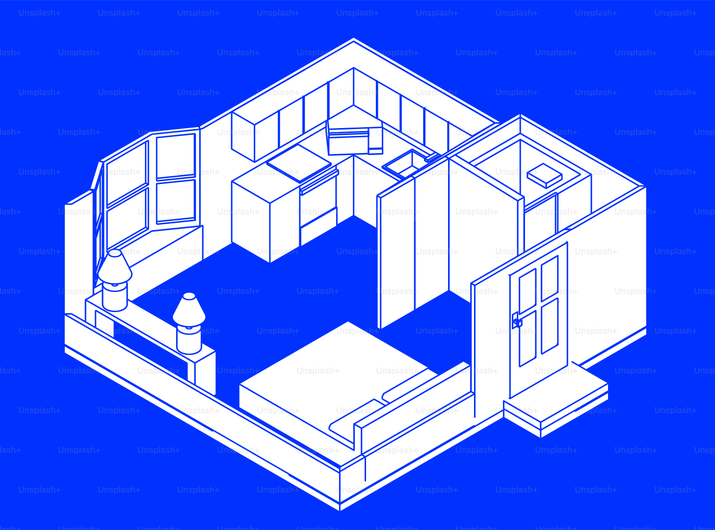 Blueprint of a small studio apartment layout