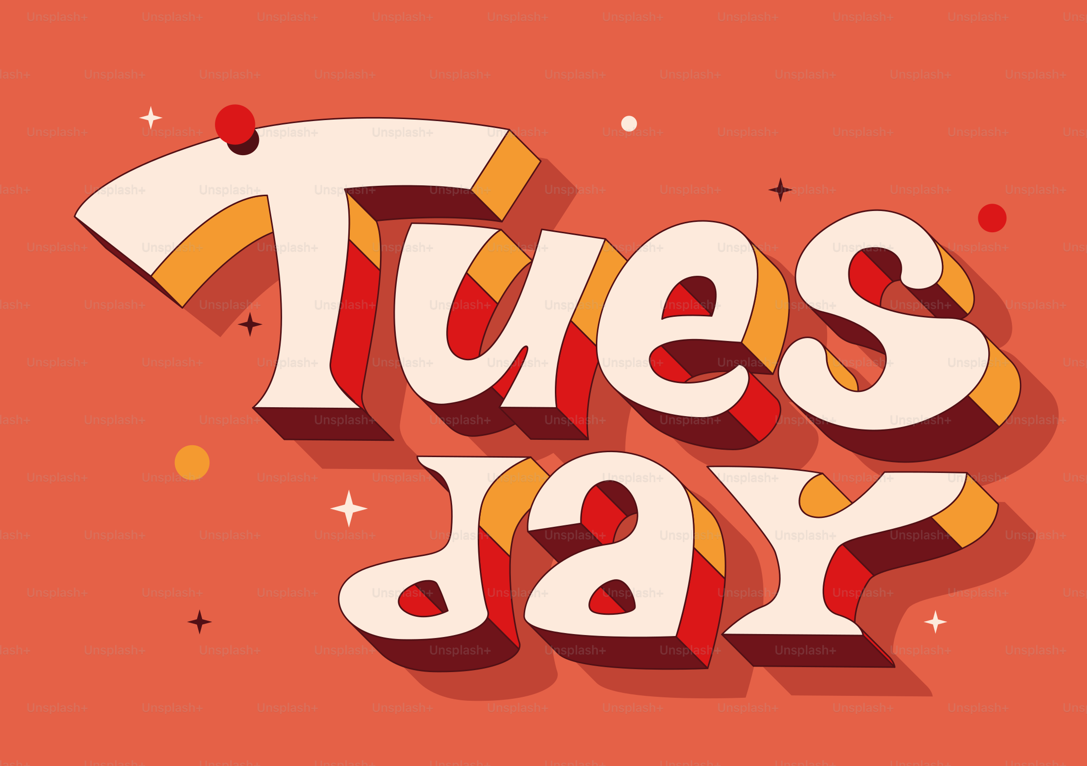 Retro style "tuesday" text on orange background