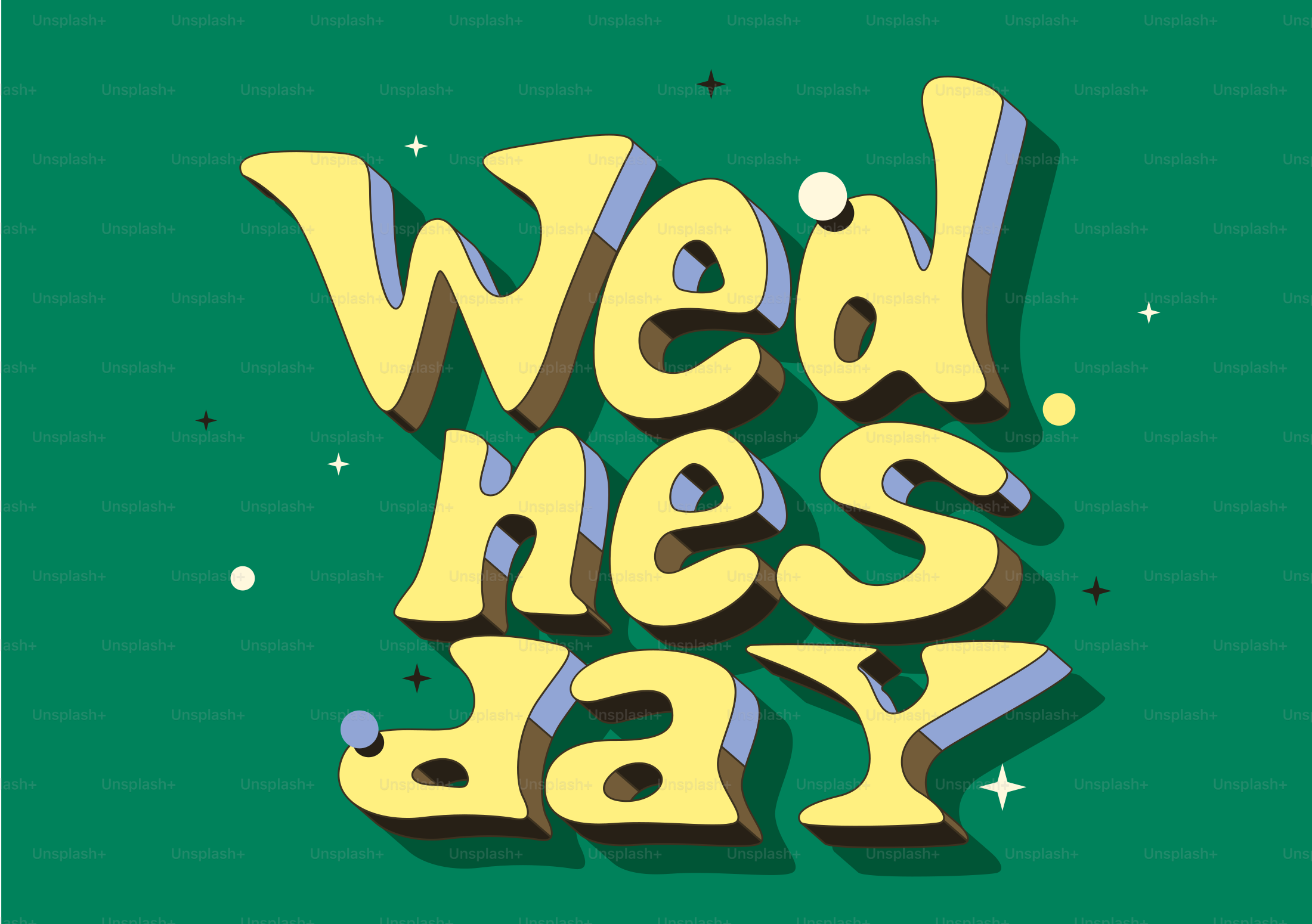 Retro-inspirierter "Mittwoch"-Text auf grünem Hintergrund