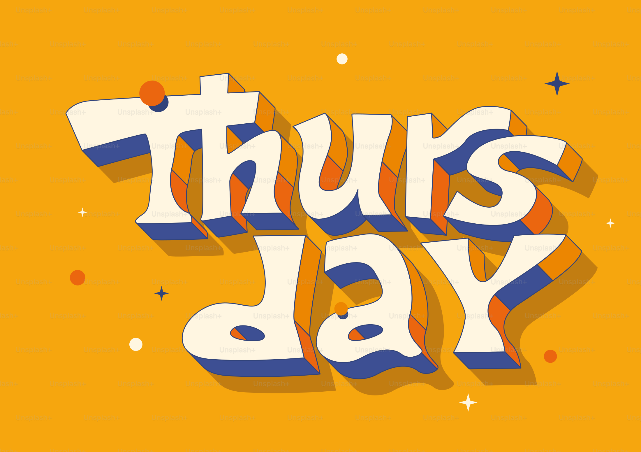 Retro style "thursday" text on orange background