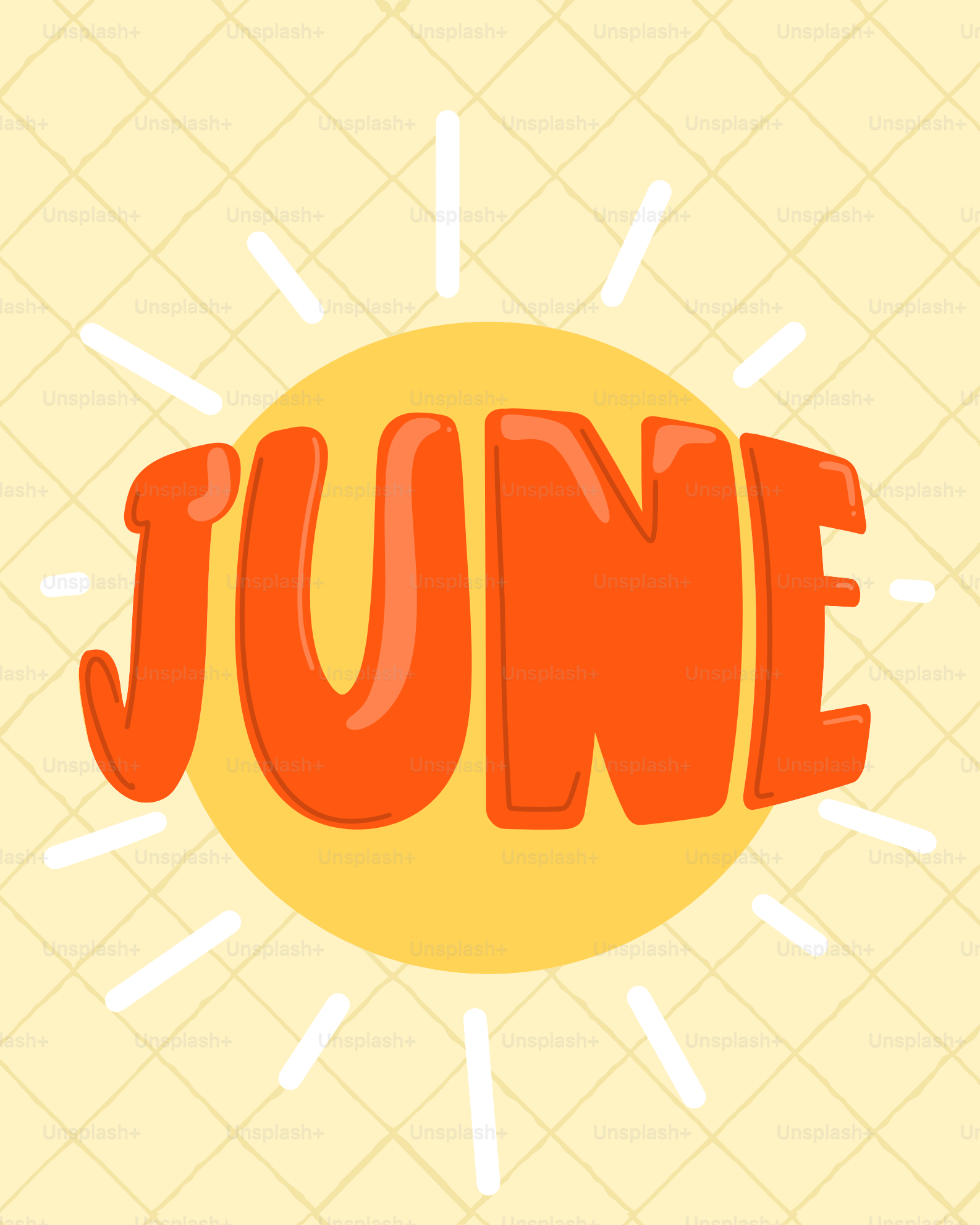 The word june in bold orange letters.