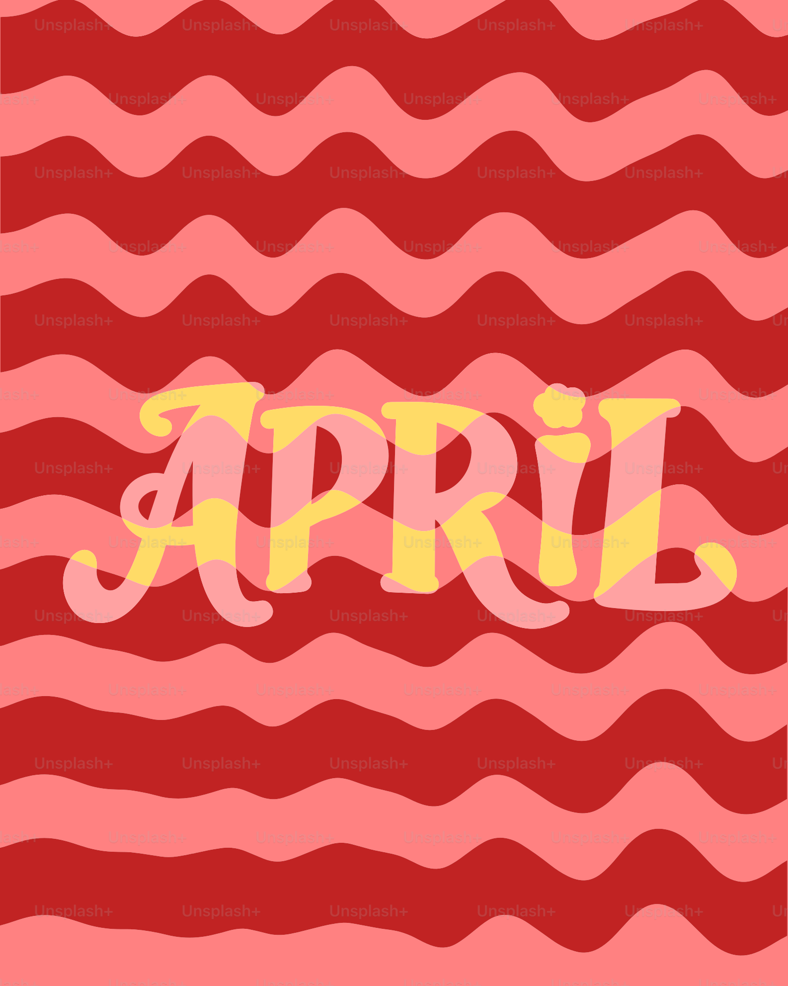 「april」という言葉は黄色とピンクの文字で書かれていた。