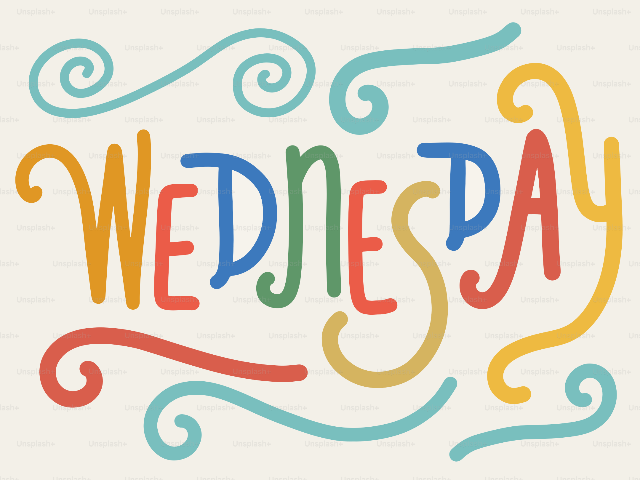 Des lettres colorées forment le mot mercredi