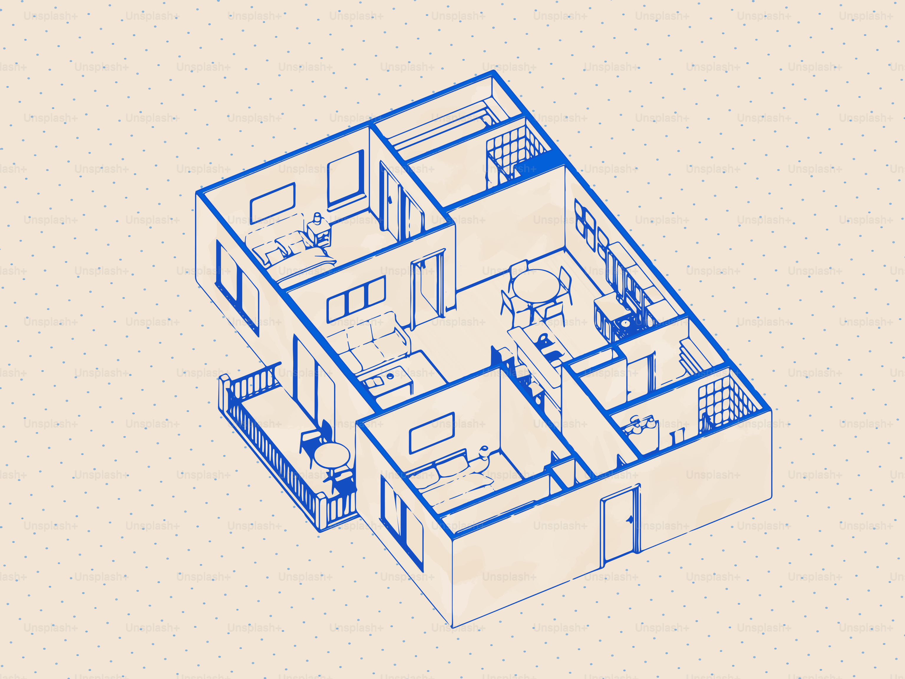 Cetak biru denah lantai apartemen modern