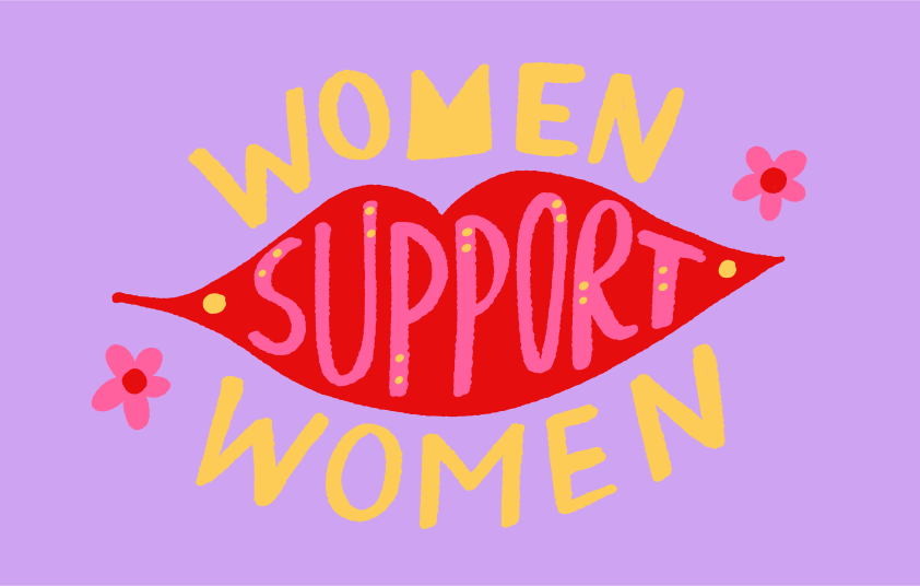 Les femmes soutiennent les femmes avec des lèvres graphiques