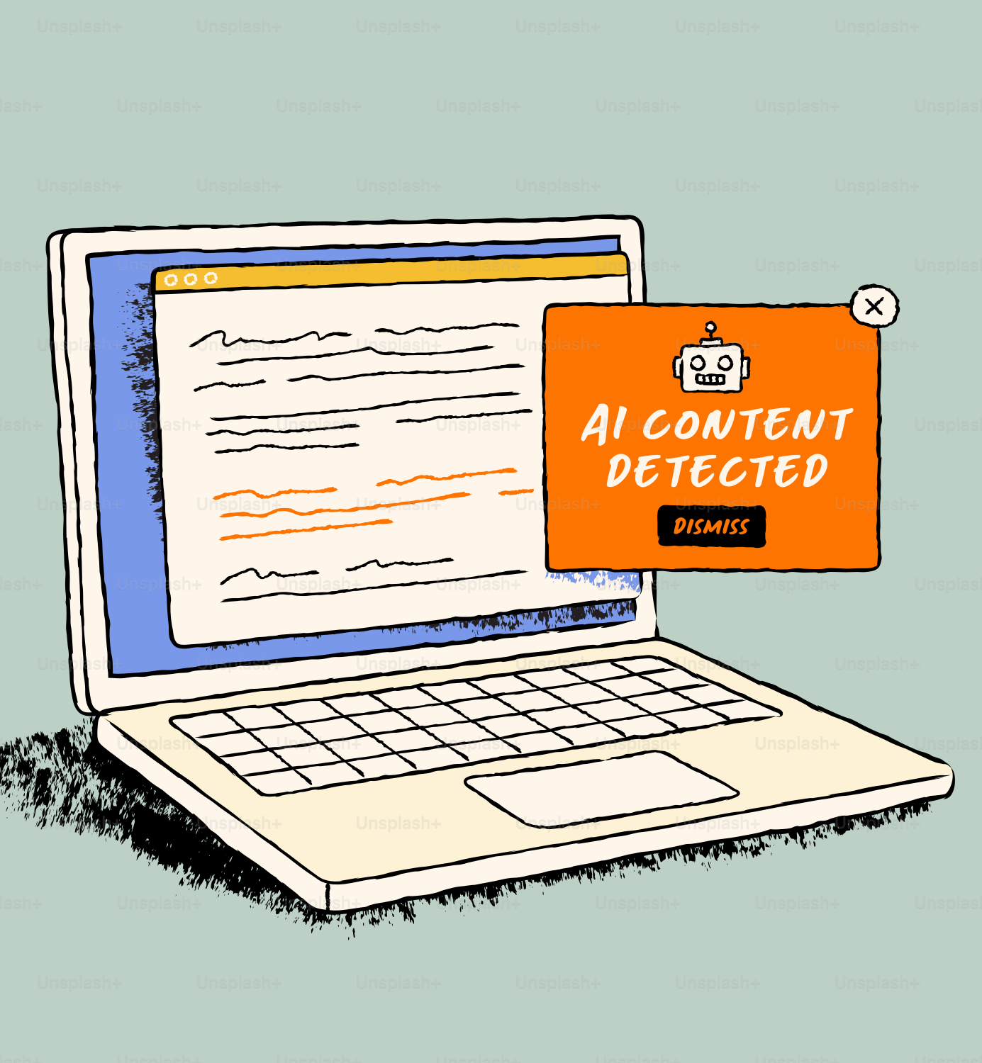 Laptop displaying ai content detected alert