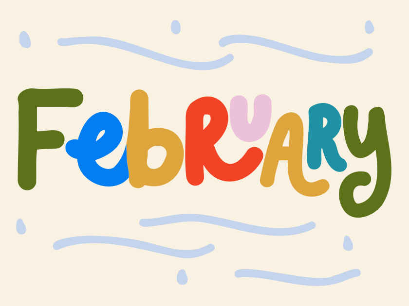 Colorful letters spell out the word february. vector – Background Image ...