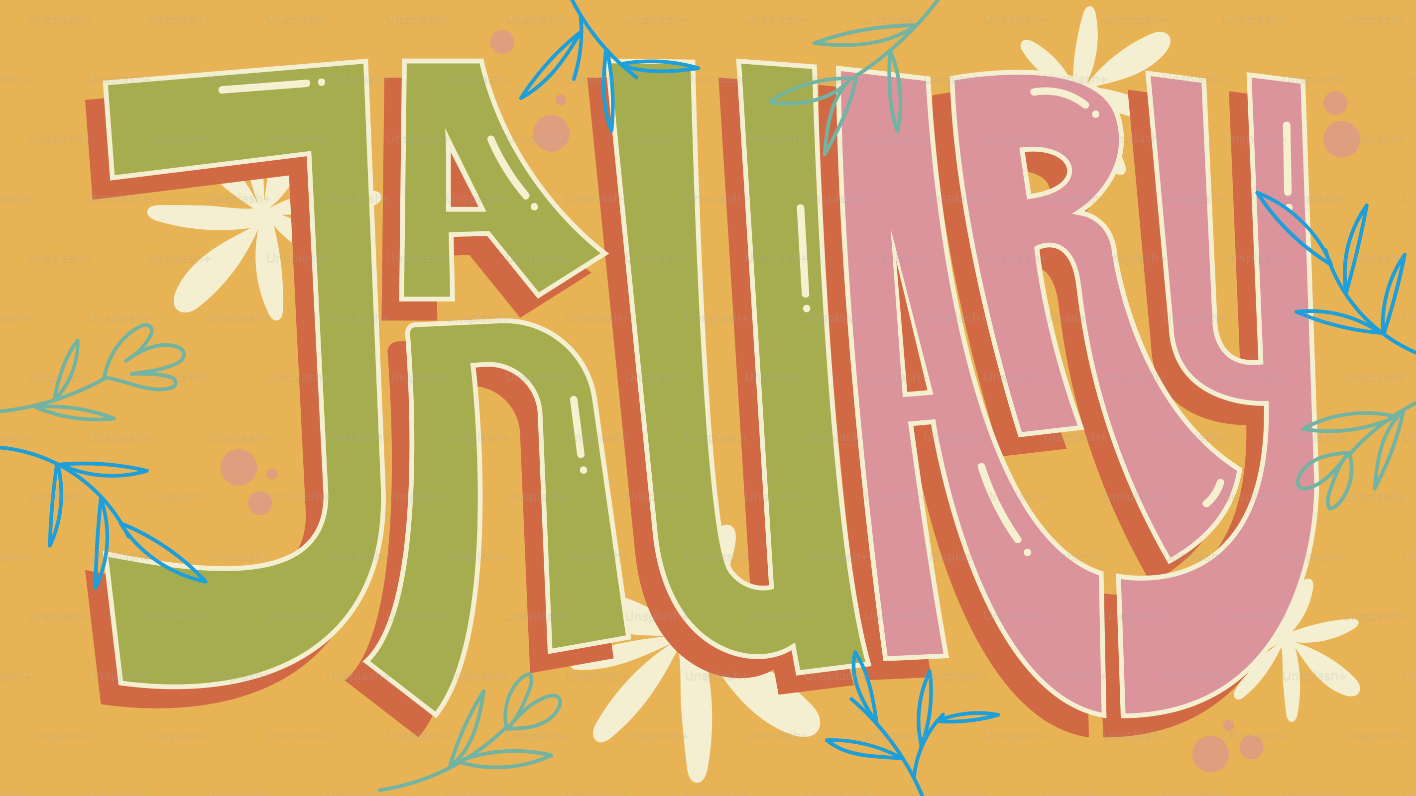 The word january in colorful, stylized lettering.