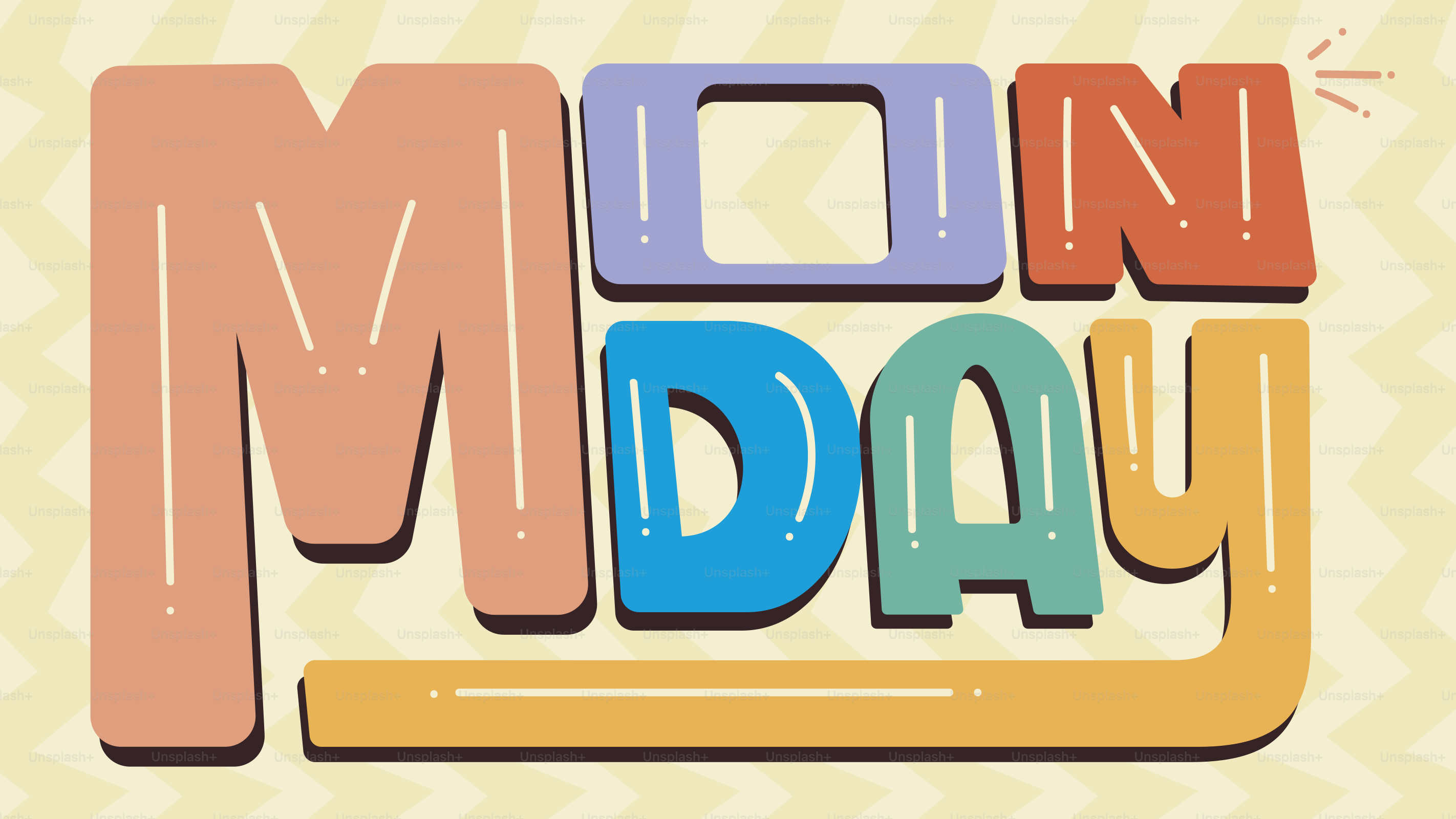 Colorful letters spell out the word monday