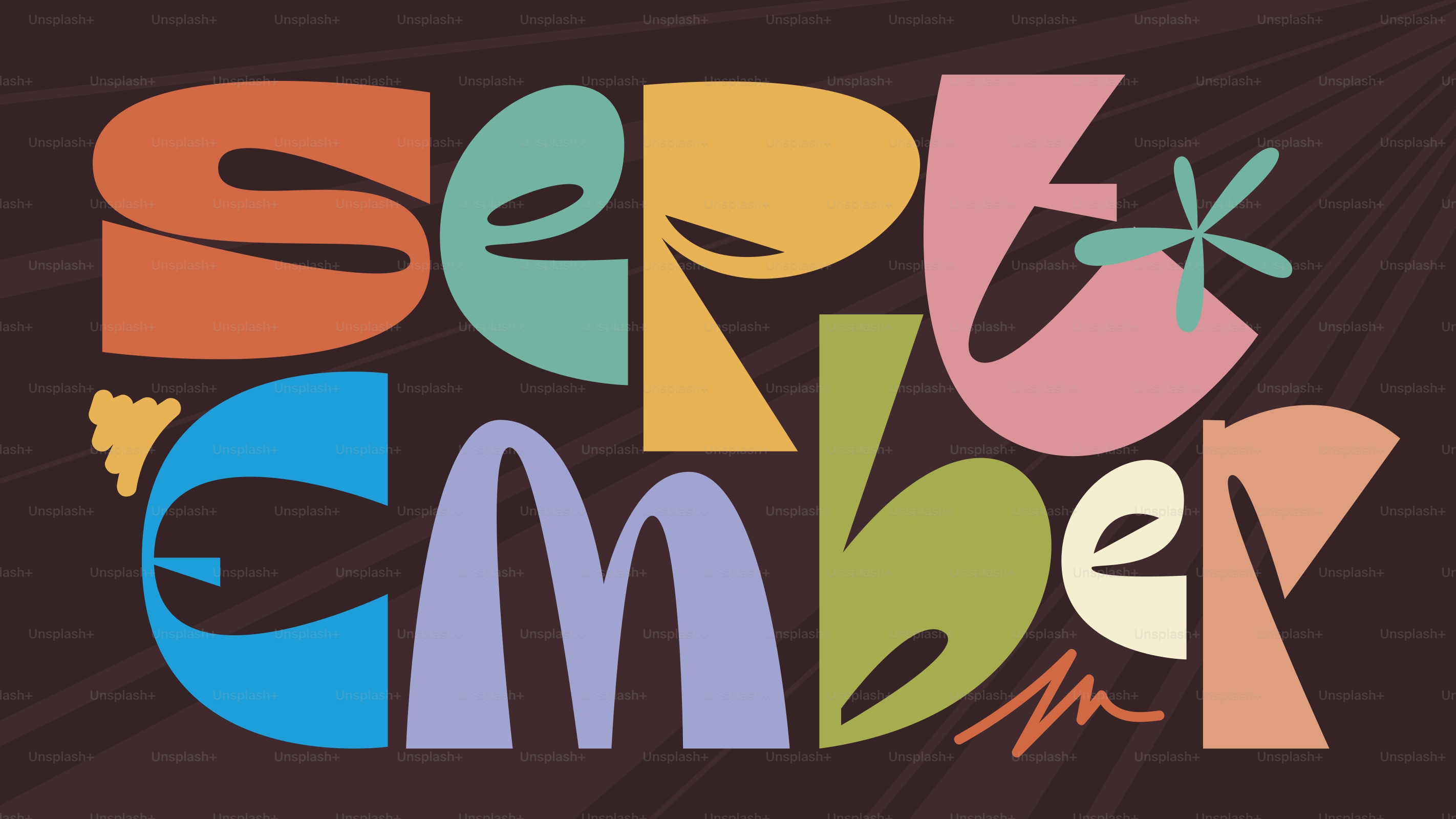 Colorful letters spell out the word september