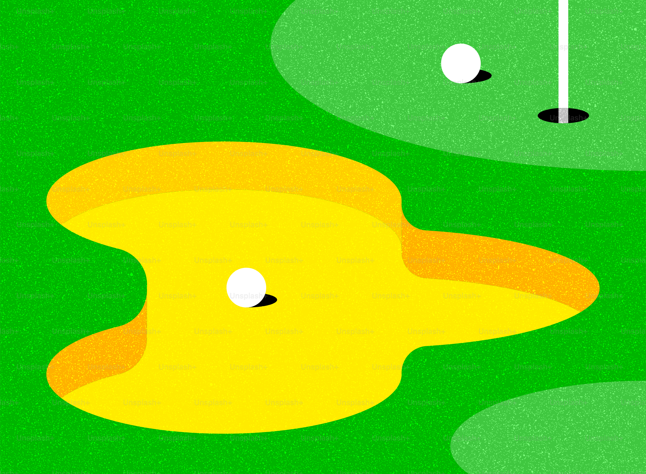 Campo de golf con trampa de arena y green de putt