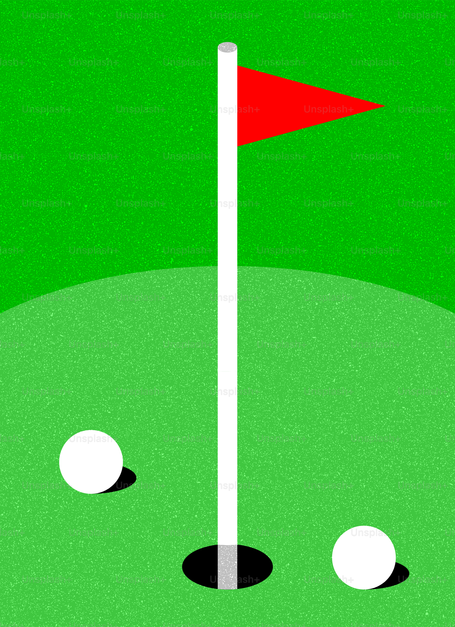 Dos bolas de golf cerca de una bandera en un green