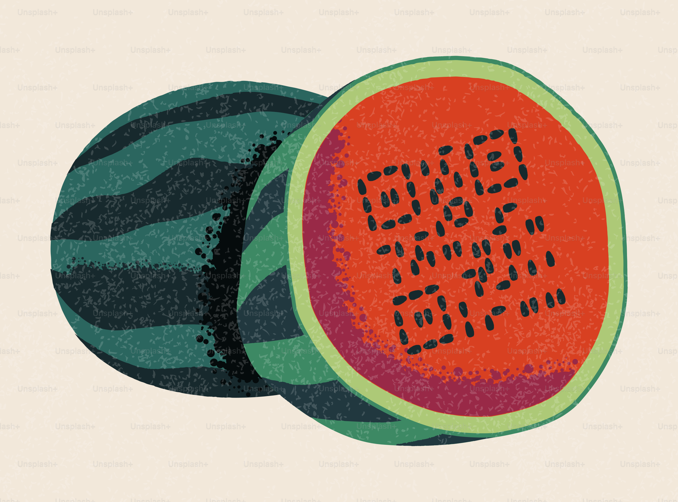 Pastèque avec un code QR sur la chair