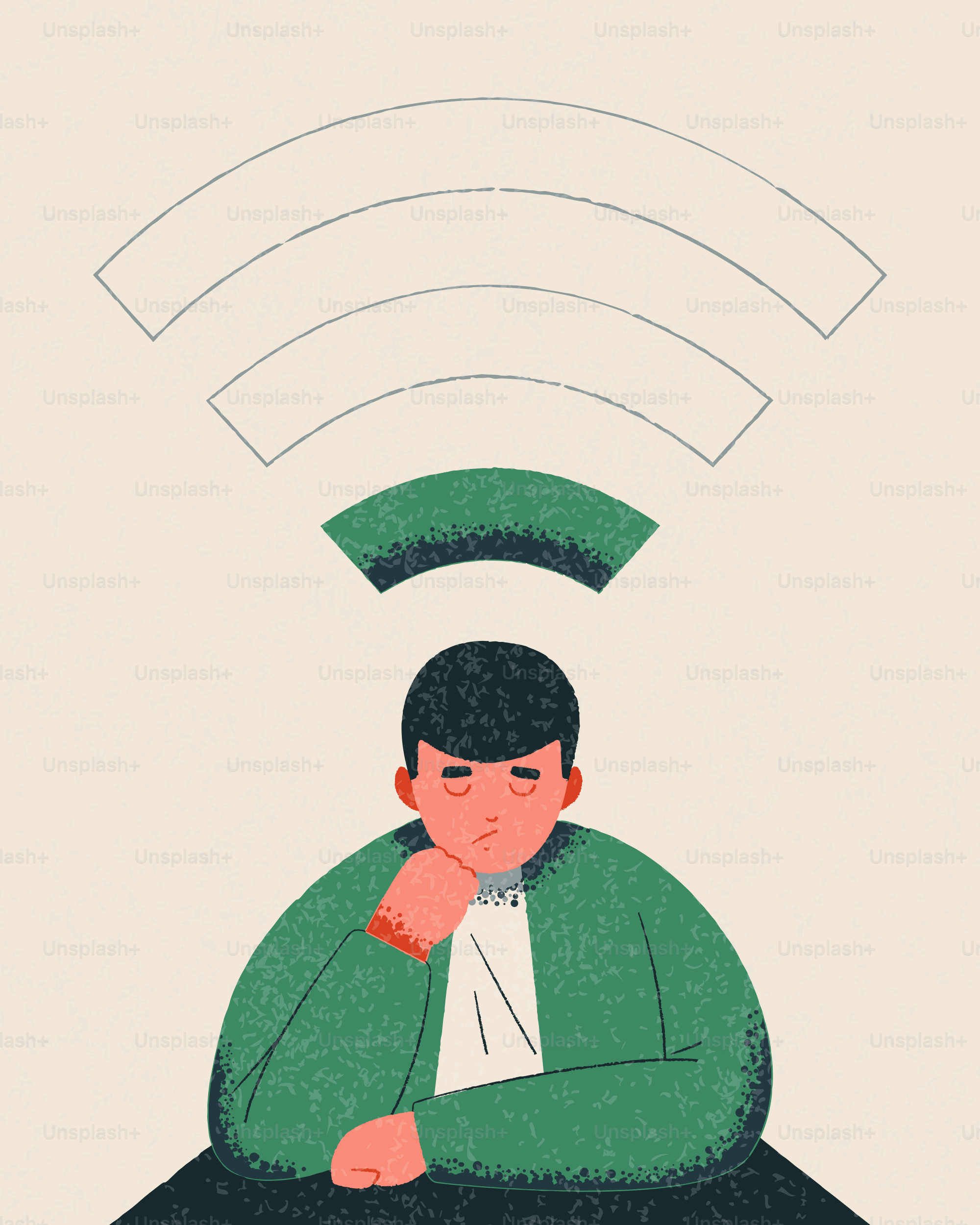 Un homme a l’air stressé sous un signal wifi faible